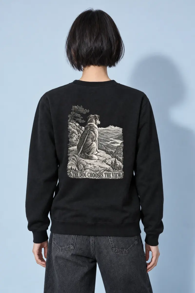 “The Dog Chooses the View” Heavy Blend Unisex Crewneck Sweatshirt
