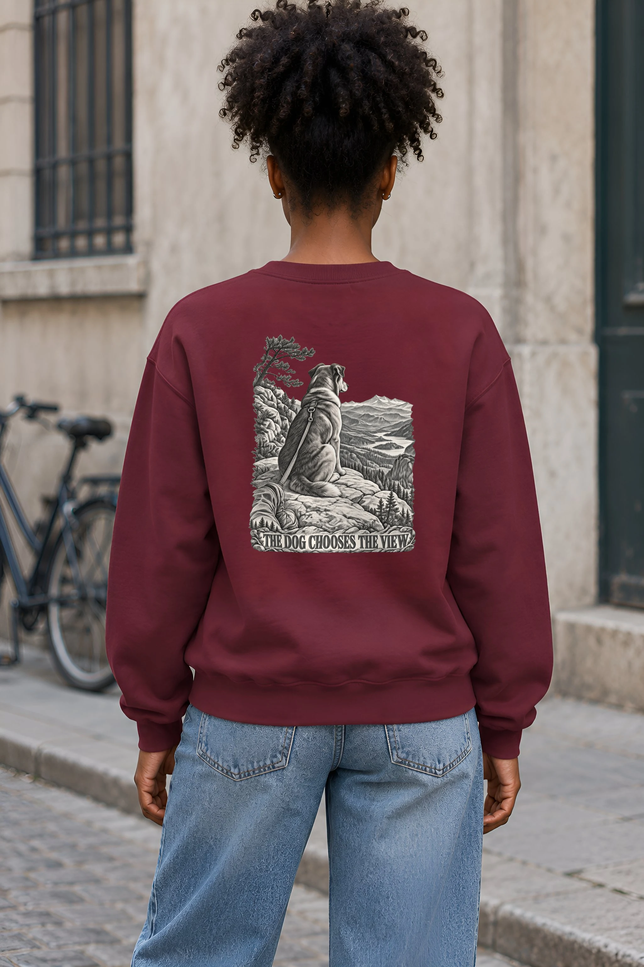"The Dog Chooses the View" Heavy Blend Unisex Crewneck Sweatshirt