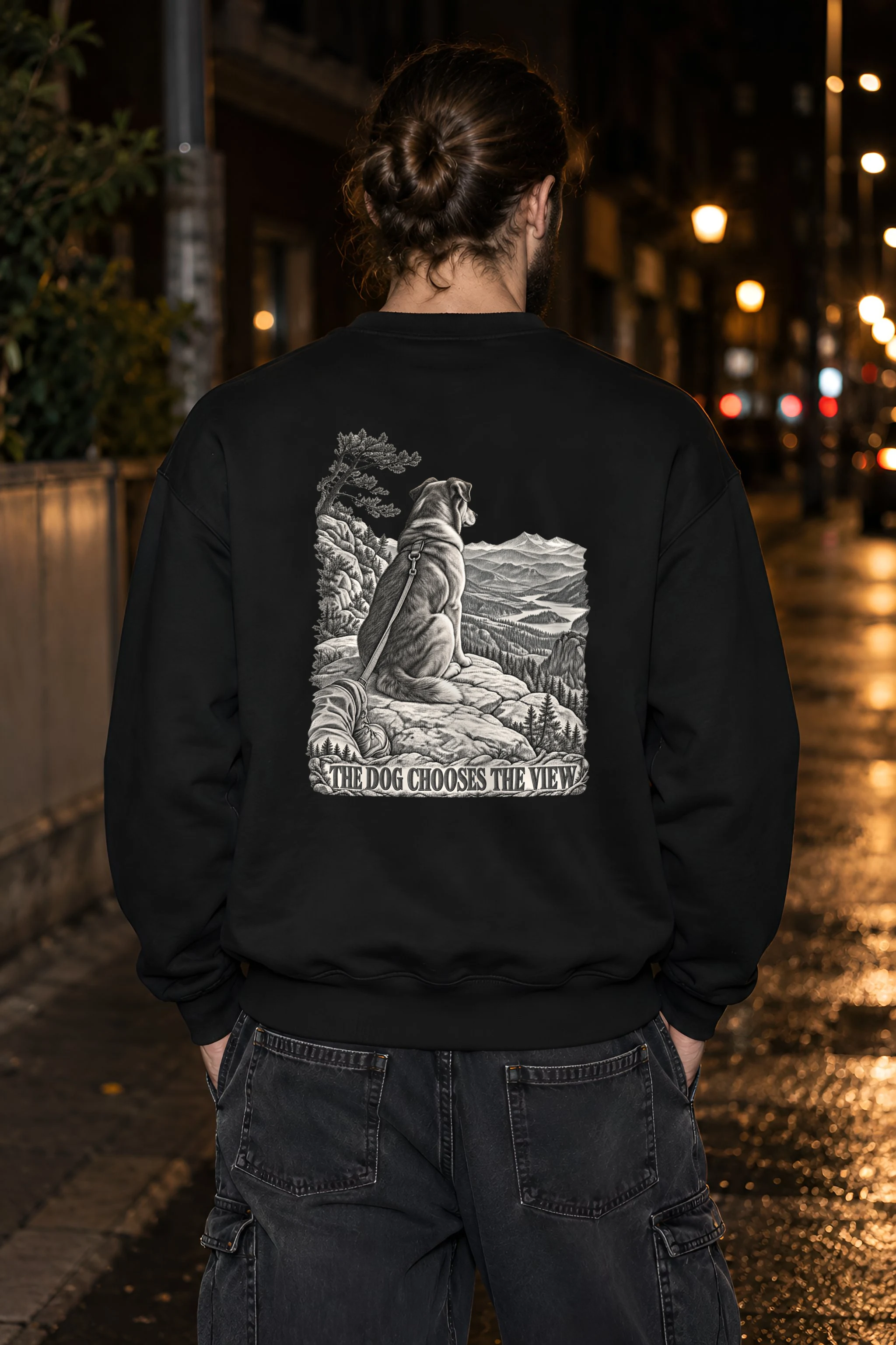 "The Dog Chooses the View" Heavy Blend Unisex Crewneck Sweatshirt