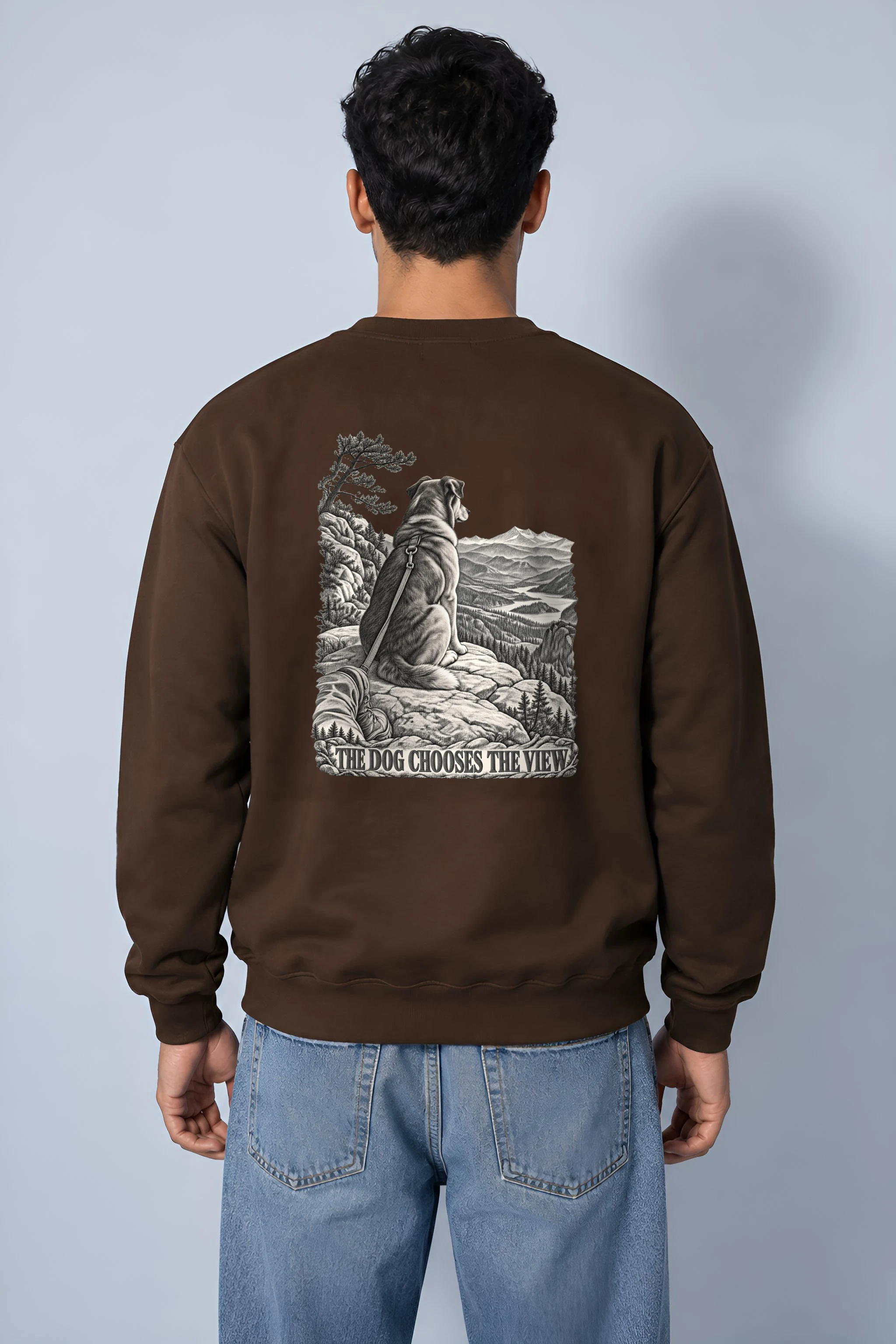 "The Dog Chooses the View" Heavy Blend Unisex Crewneck Sweatshirt