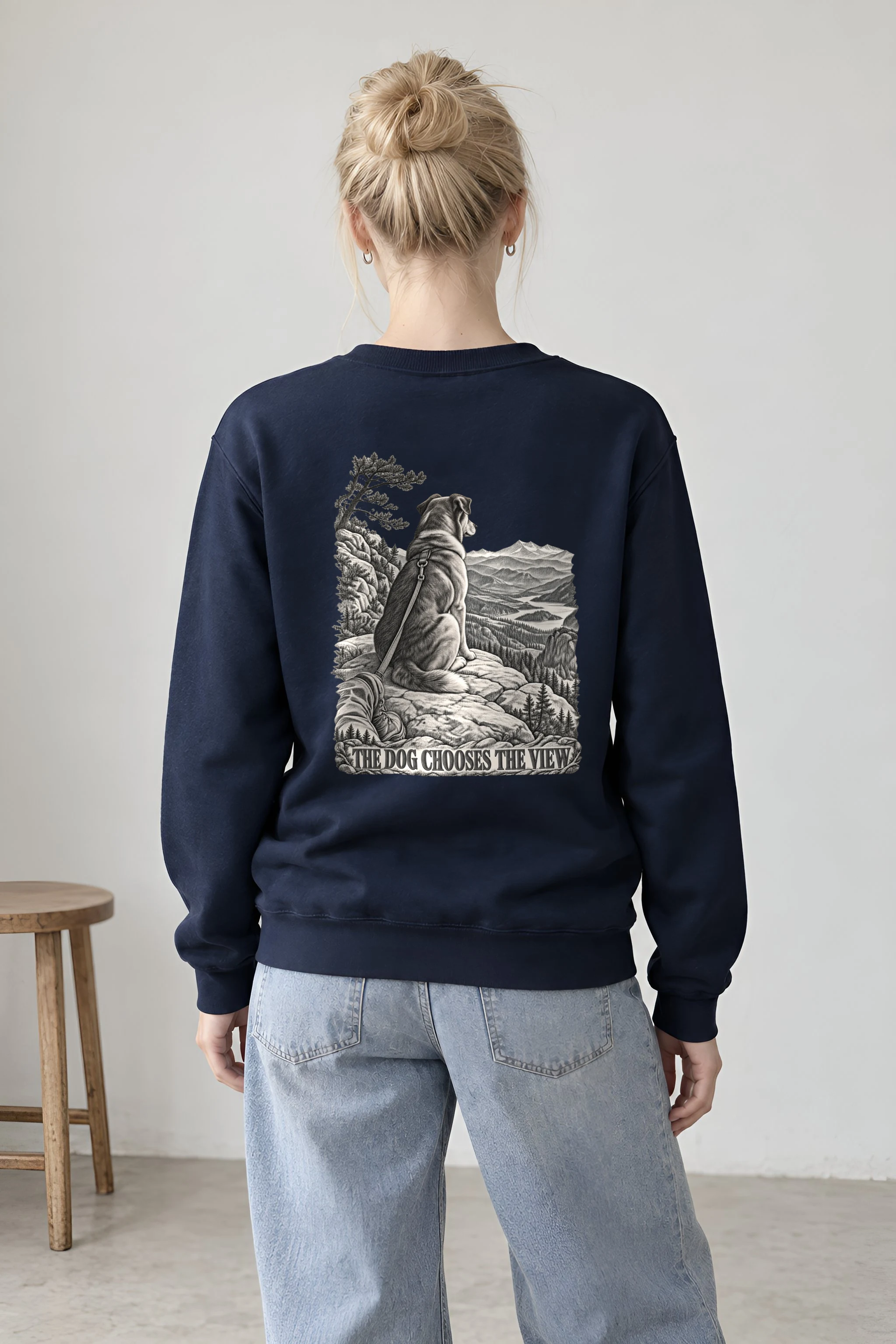 "The Dog Chooses the View" Heavy Blend Unisex Crewneck Sweatshirt
