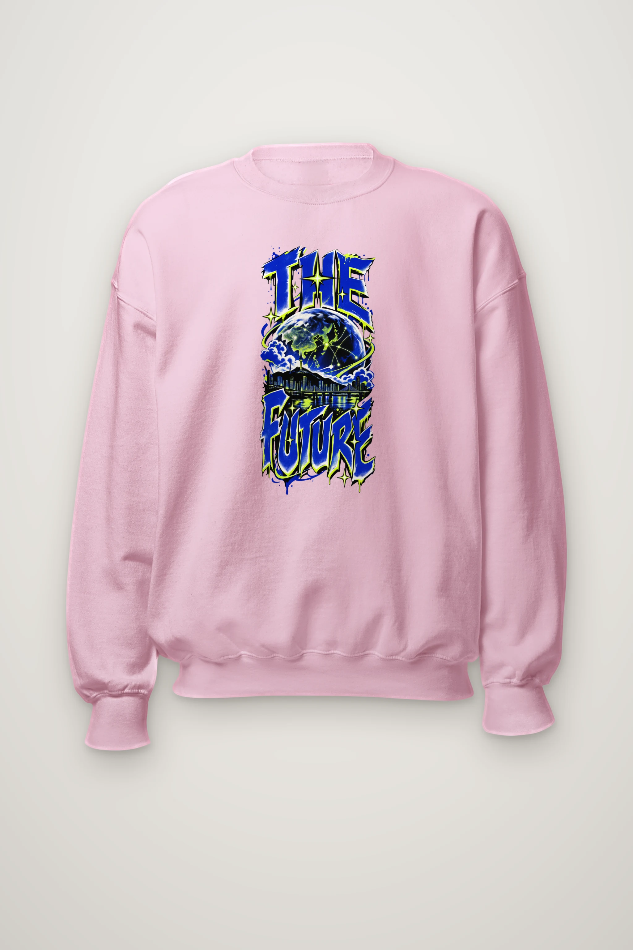 "Blue Yellow Future Graphic" Heavy Blend Unisex Crewneck Sweatshirt