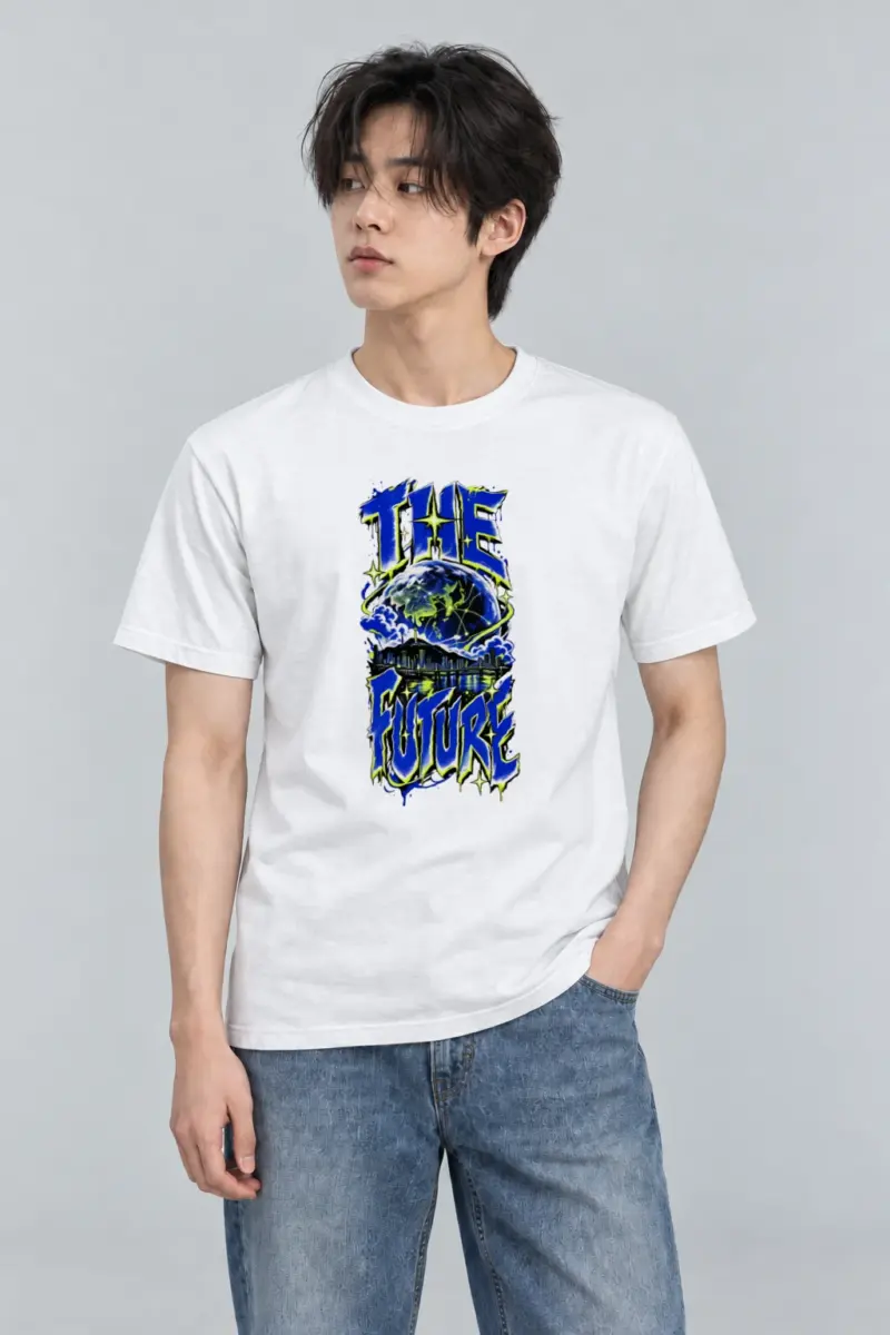 "Neon Globe Network" Heavyweight Unisex Crewneck T-shirt