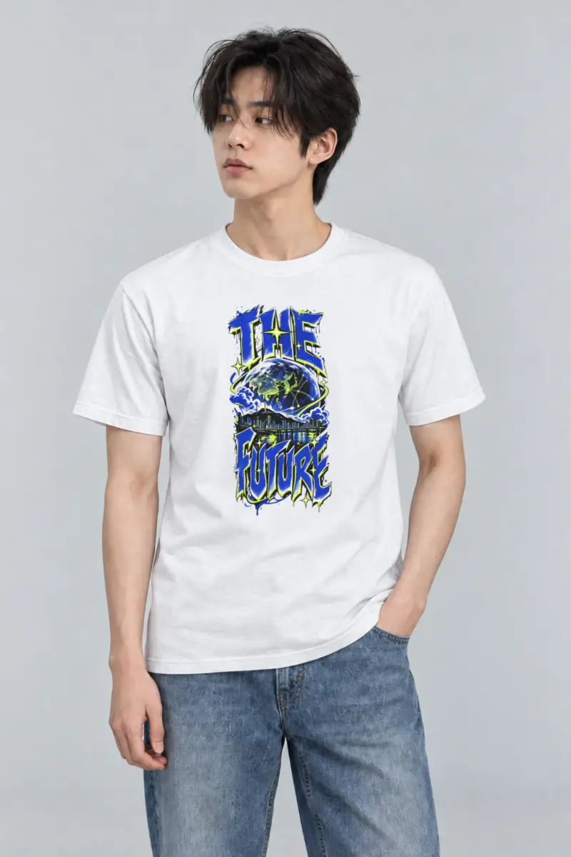 "Neon Globe Network" Heavyweight Unisex Crewneck T-shirt