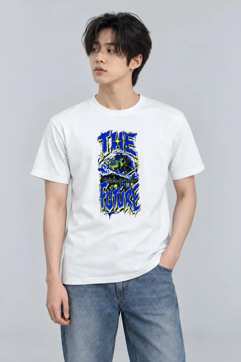"Neon Globe Network" Heavyweight Unisex Crewneck T-shirt