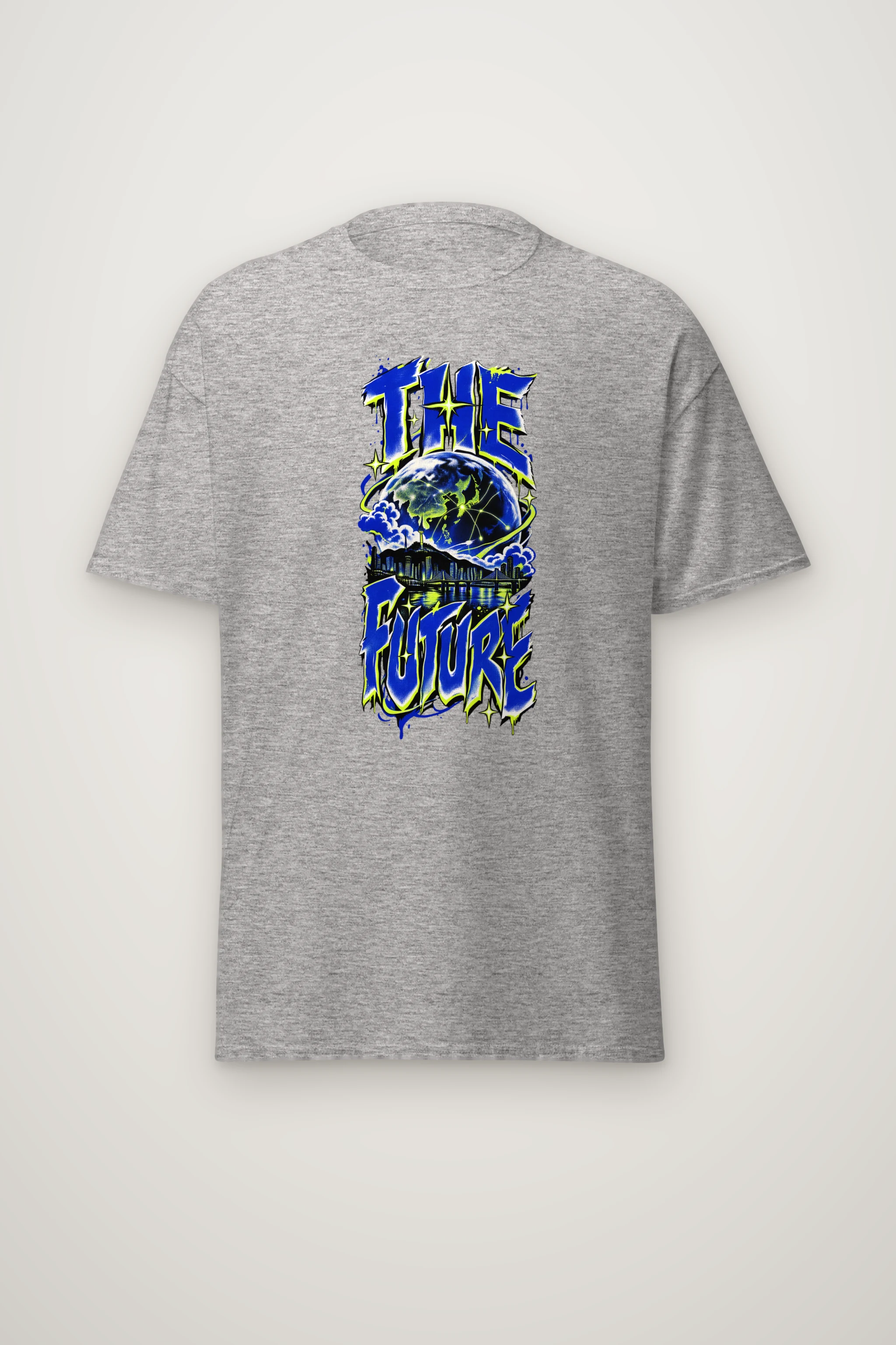 "Neon Globe Network" Heavyweight Unisex Crewneck T-shirt