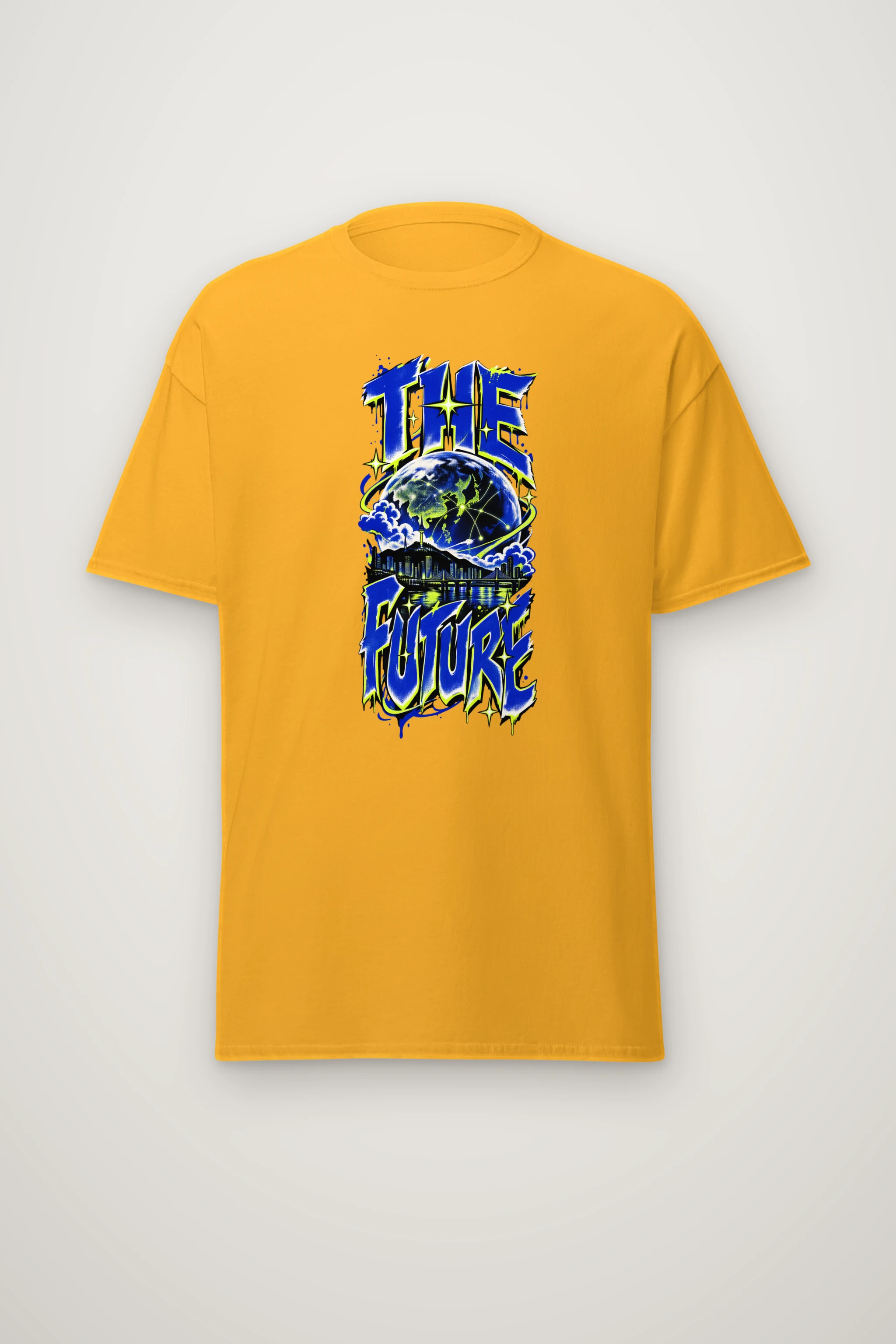 "Neon Globe Network" Heavyweight Unisex Crewneck T-shirt