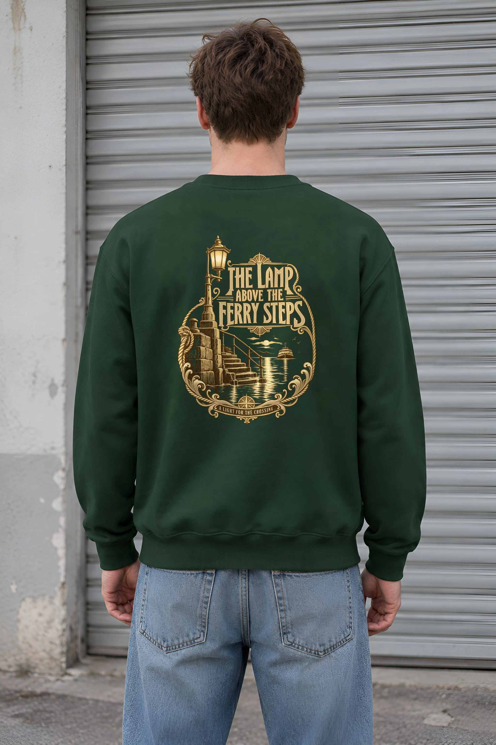 "The Lamp Above the Ferry Steps" Heavy Blend Unisex Crewneck Sweatshirt
