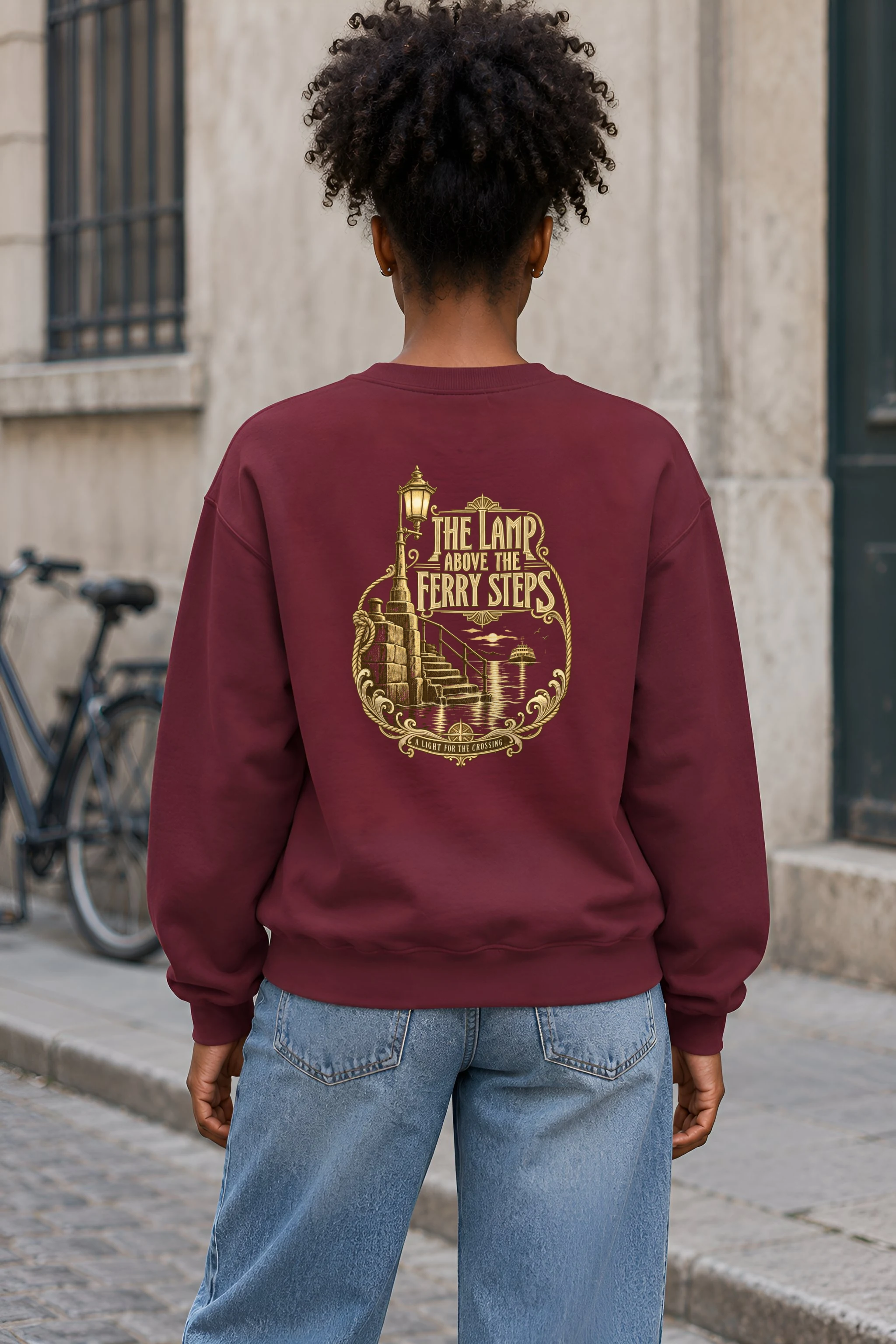 "The Lamp Above the Ferry Steps" Heavy Blend Unisex Crewneck Sweatshirt