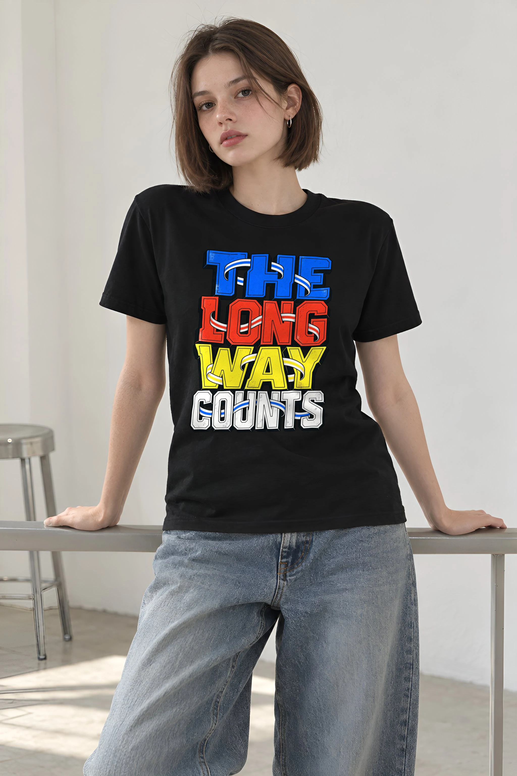 "The Long Way Counts" Heavyweight Unisex Crewneck T-shirt