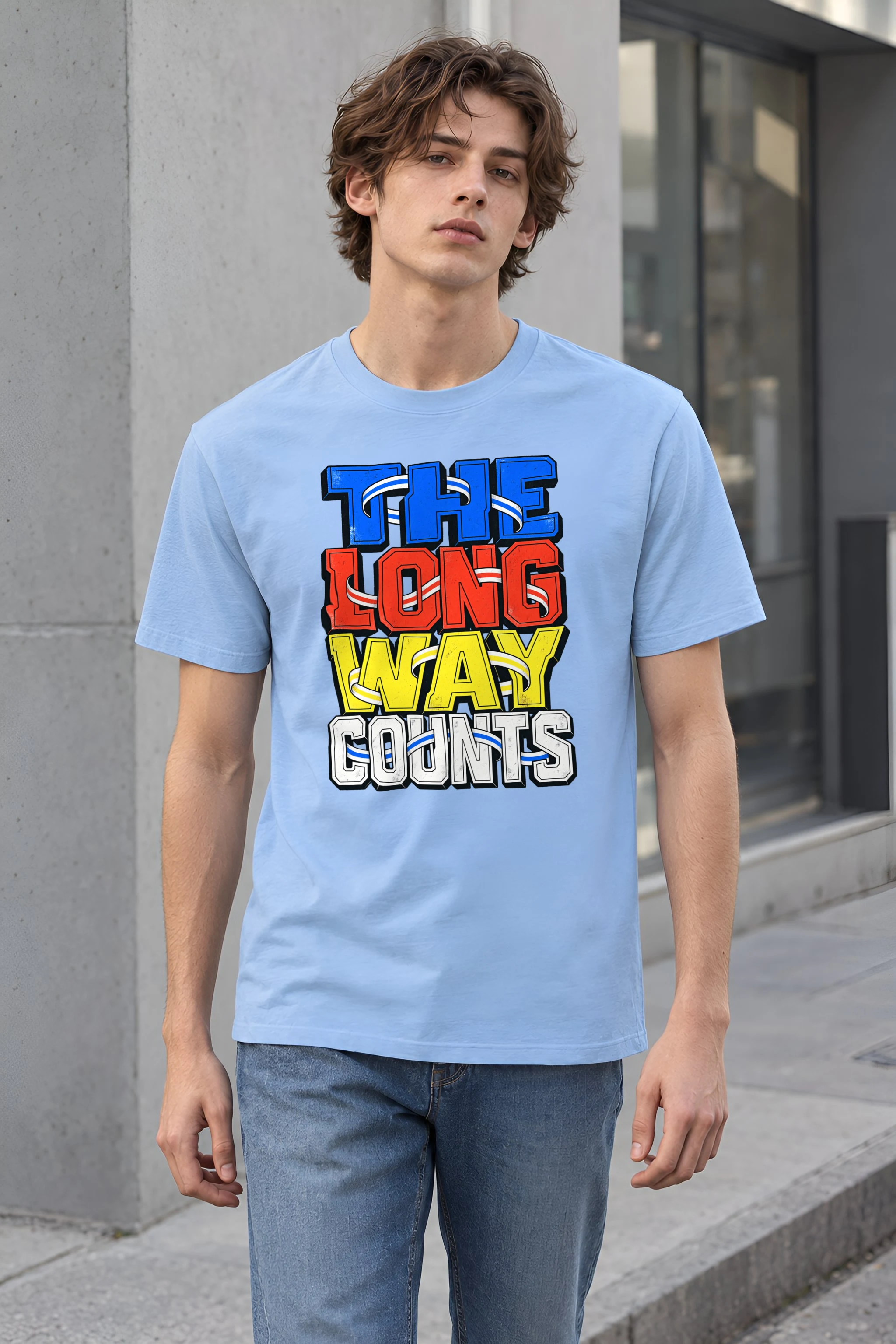 "The Long Way Counts" Heavyweight Unisex Crewneck T-shirt