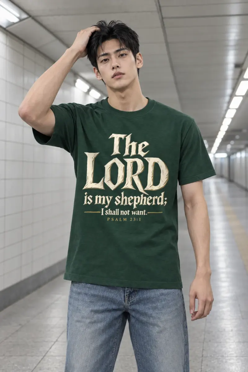 “The Lord is My Shepherd” Heavyweight Unisex Crewneck T-shirt