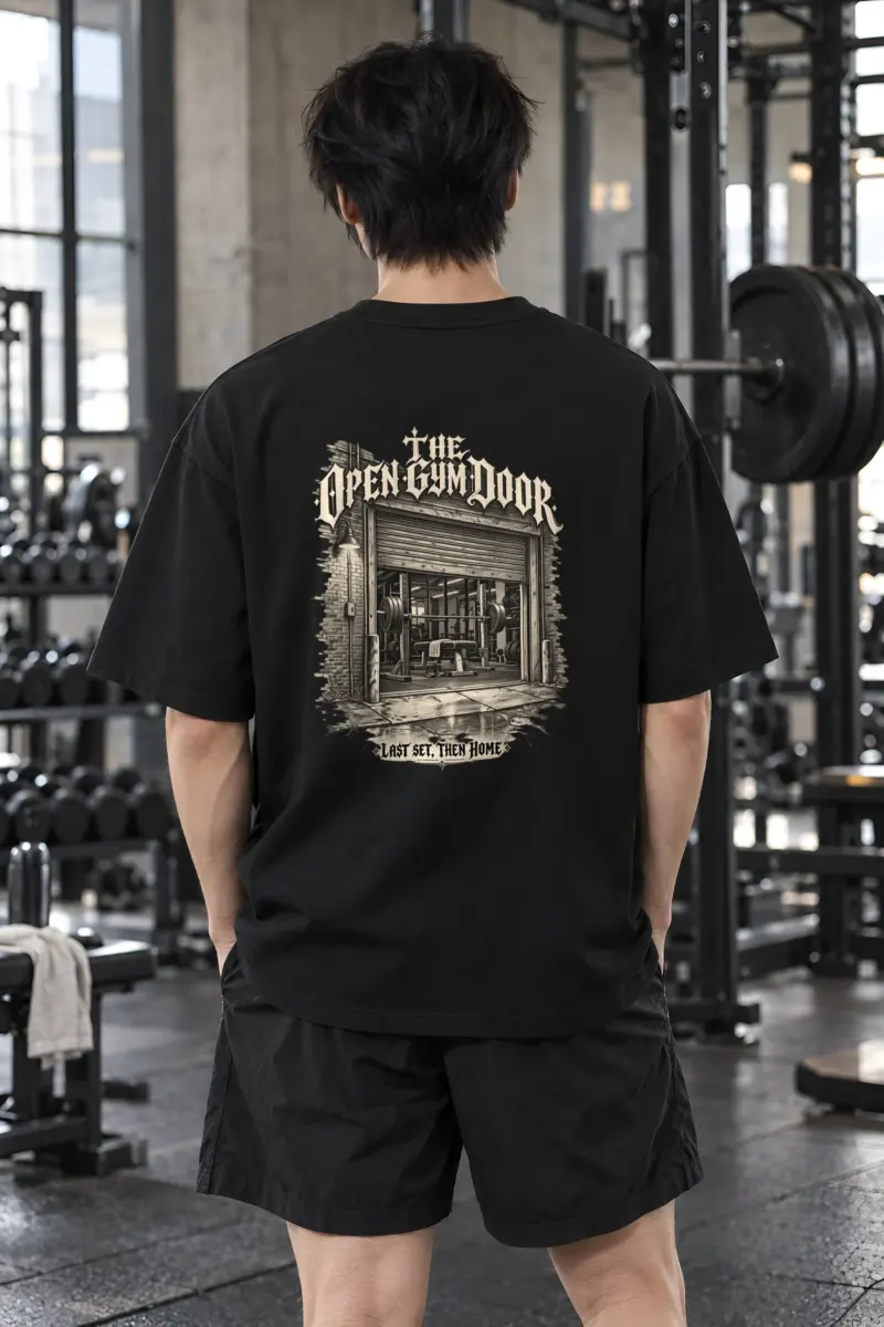 "The Open Gym Door" Men's Oversized Heavyweight Crewneck T-Shirt