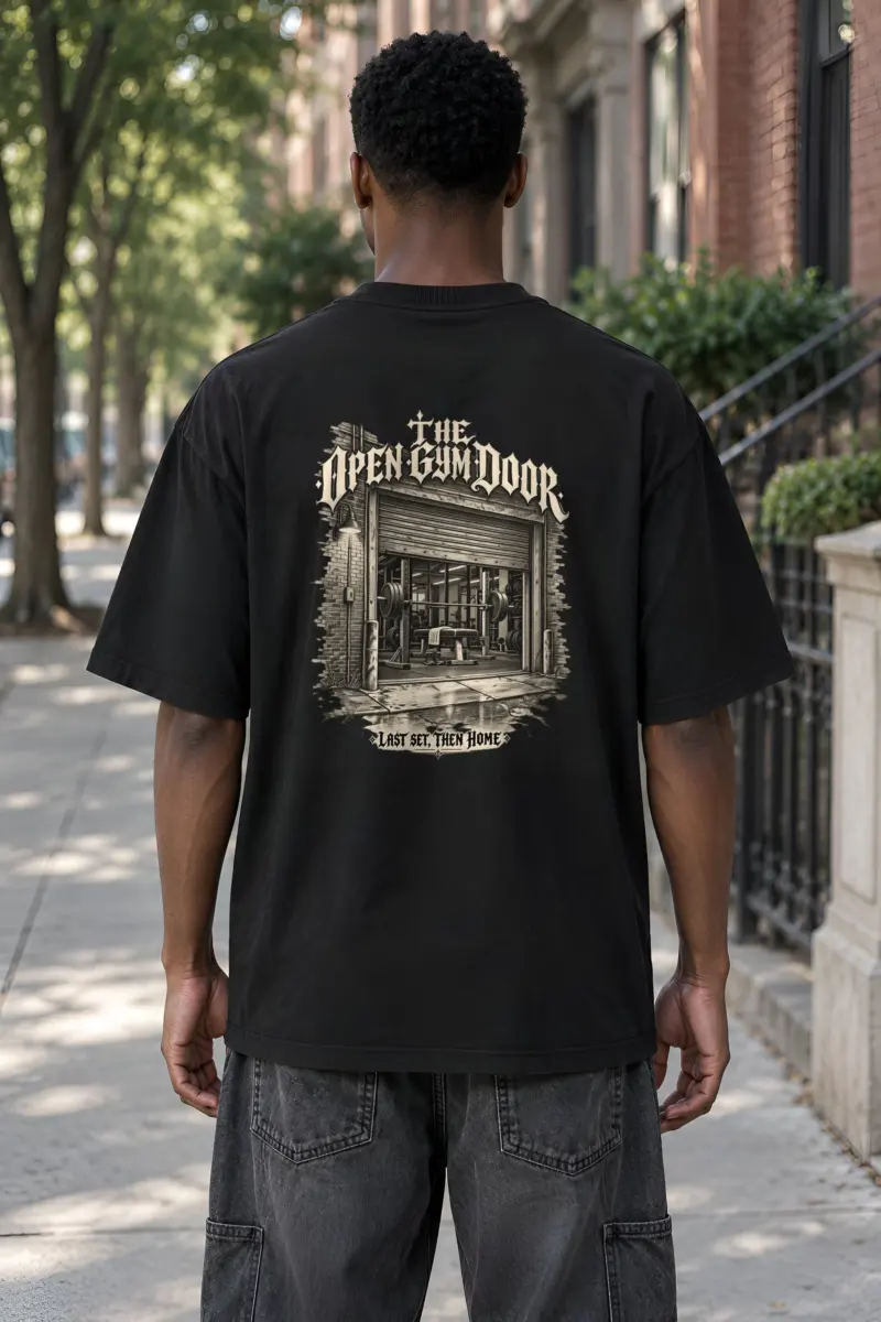 "The Open Gym Door" Men's Oversized Heavyweight Crewneck T-Shirt