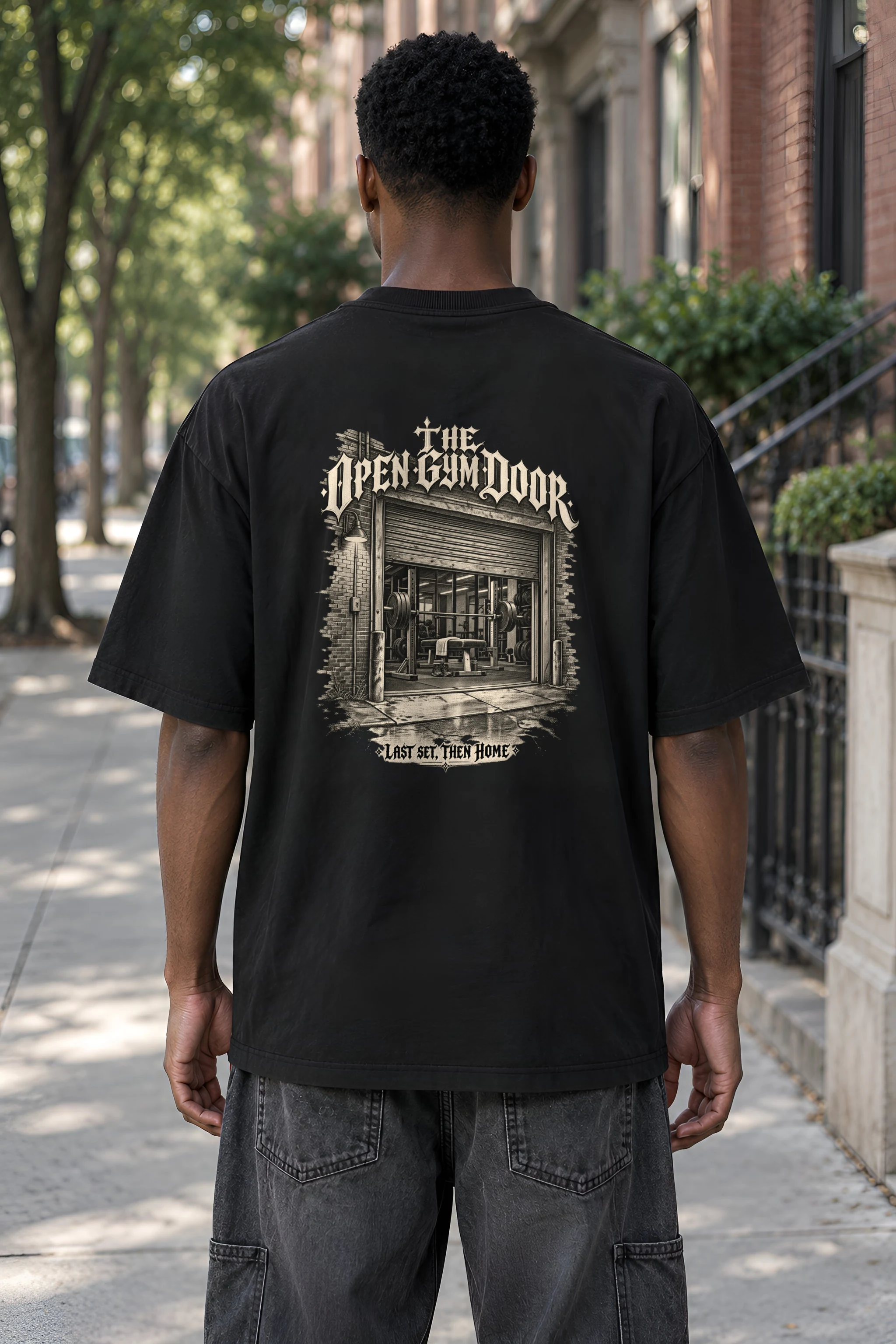 "The Open Gym Door" Men's Oversized Heavyweight Crewneck T-Shirt