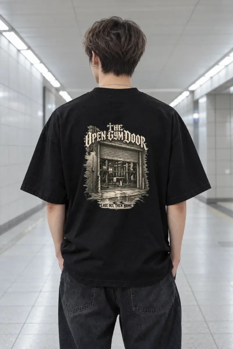 “The Open Gym Door” Men’s Oversized Heavyweight Crewneck T-Shirt