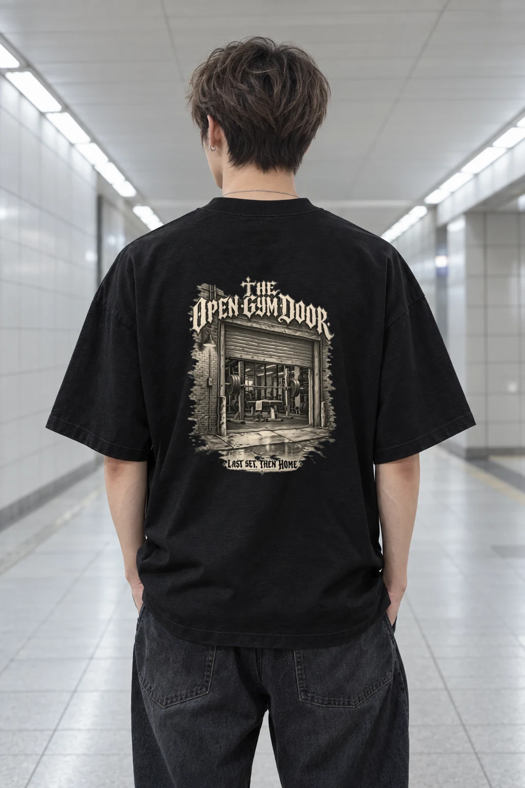 "The Open Gym Door" Men's Oversized Heavyweight Crewneck T-Shirt