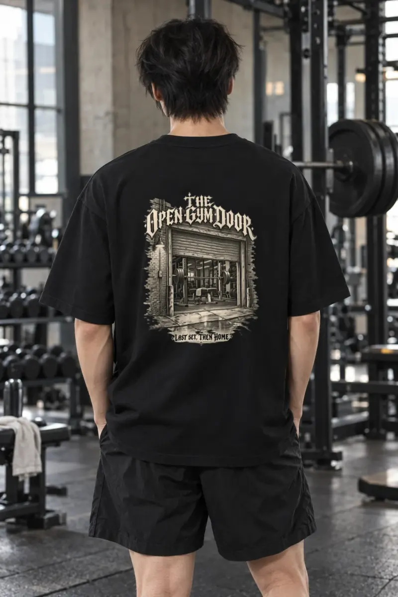 "The Open Gym Door" Men's Oversized Heavyweight Crewneck T-Shirt