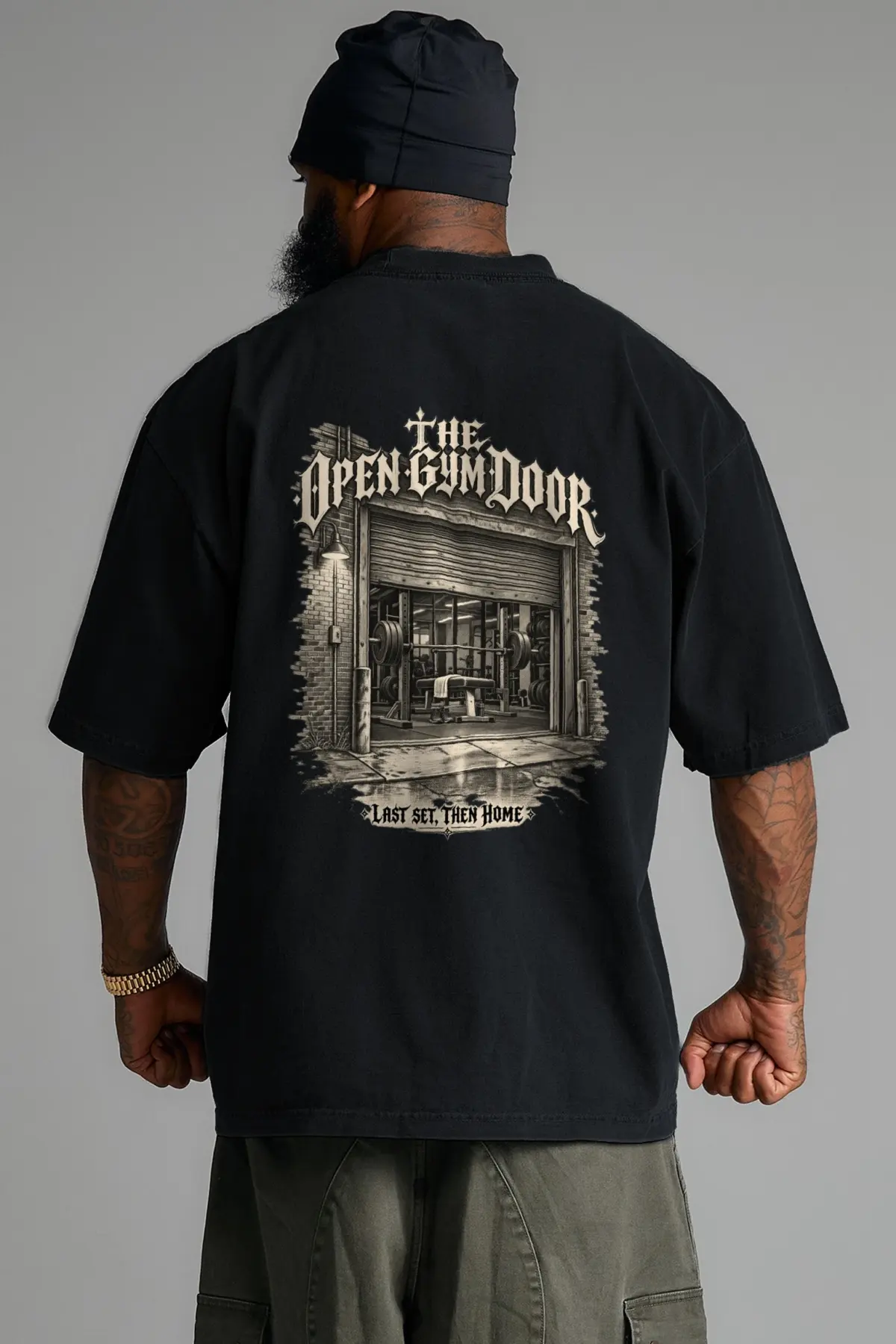 "The Open Gym Door" Men's Oversized Heavyweight Crewneck T-Shirt