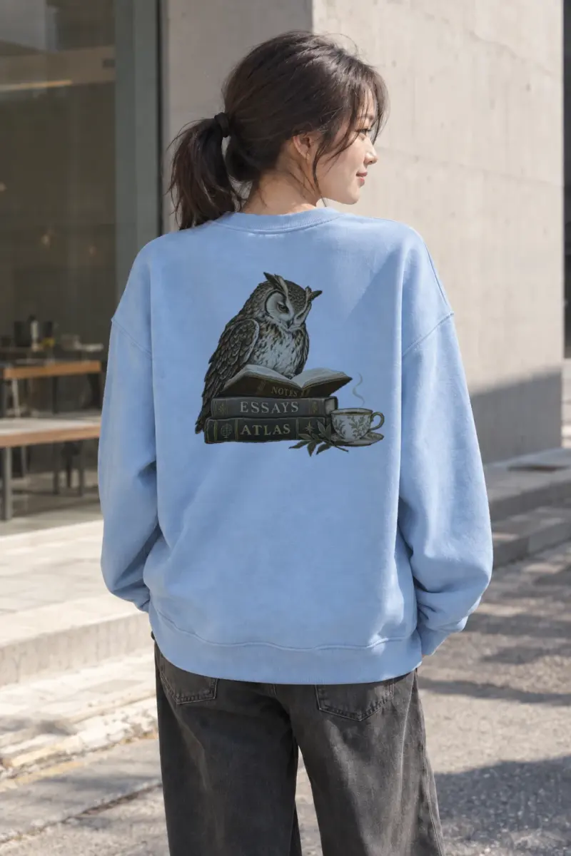 "The Owl’s Reading Hour" Heavy Blend Unisex Crewneck Sweatshirt | Gildan 18000