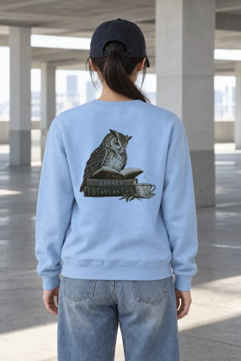 "The Owl’s Reading Hour" Heavy Blend Unisex Crewneck Sweatshirt