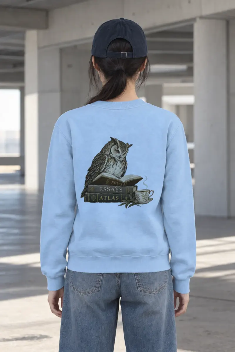 "The Owl’s Reading Hour" Heavy Blend Unisex Crewneck Sweatshirt