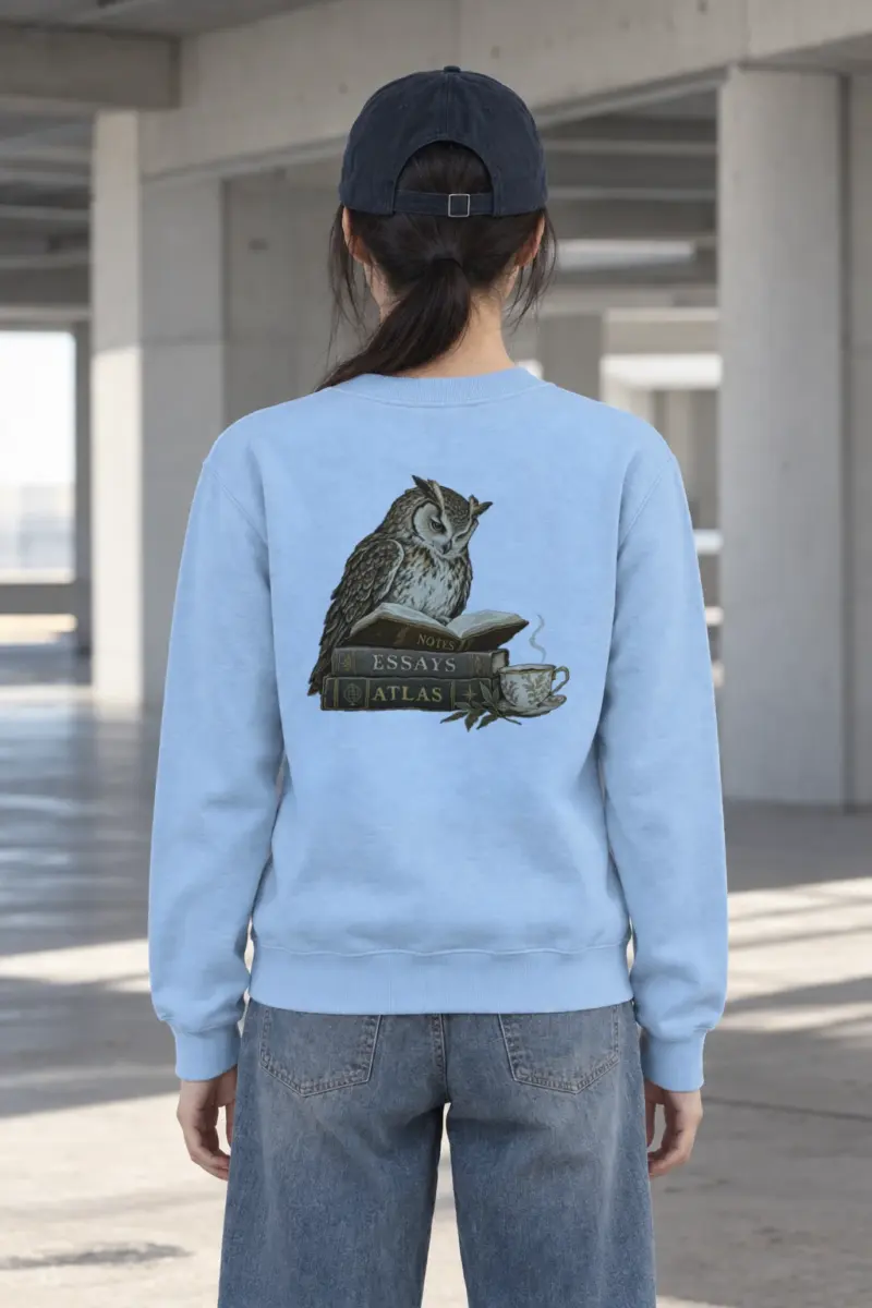 "The Owl’s Reading Hour" Heavy Blend Unisex Crewneck Sweatshirt