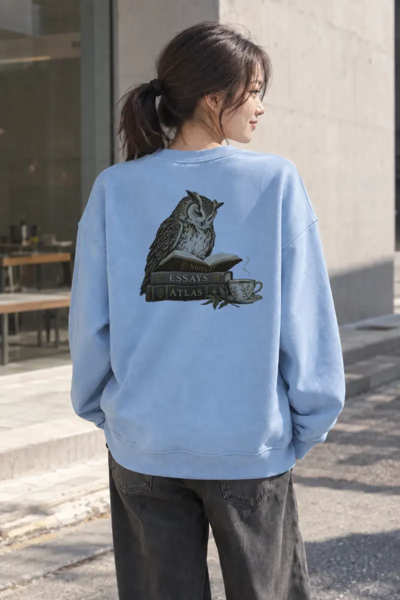 "The Owl’s Reading Hour" Heavy Blend Unisex Crewneck Sweatshirt | Gildan 18000