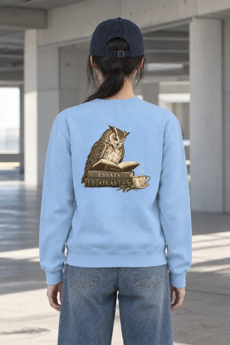"The Owl’s Reading Hour" Heavy Blend Unisex Crewneck Sweatshirt