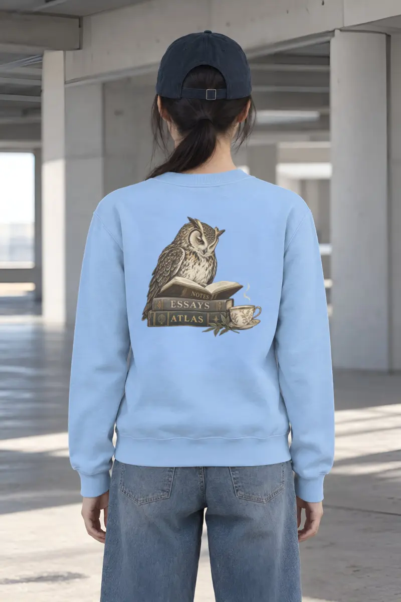 "The Owl’s Reading Hour" Heavy Blend Unisex Crewneck Sweatshirt