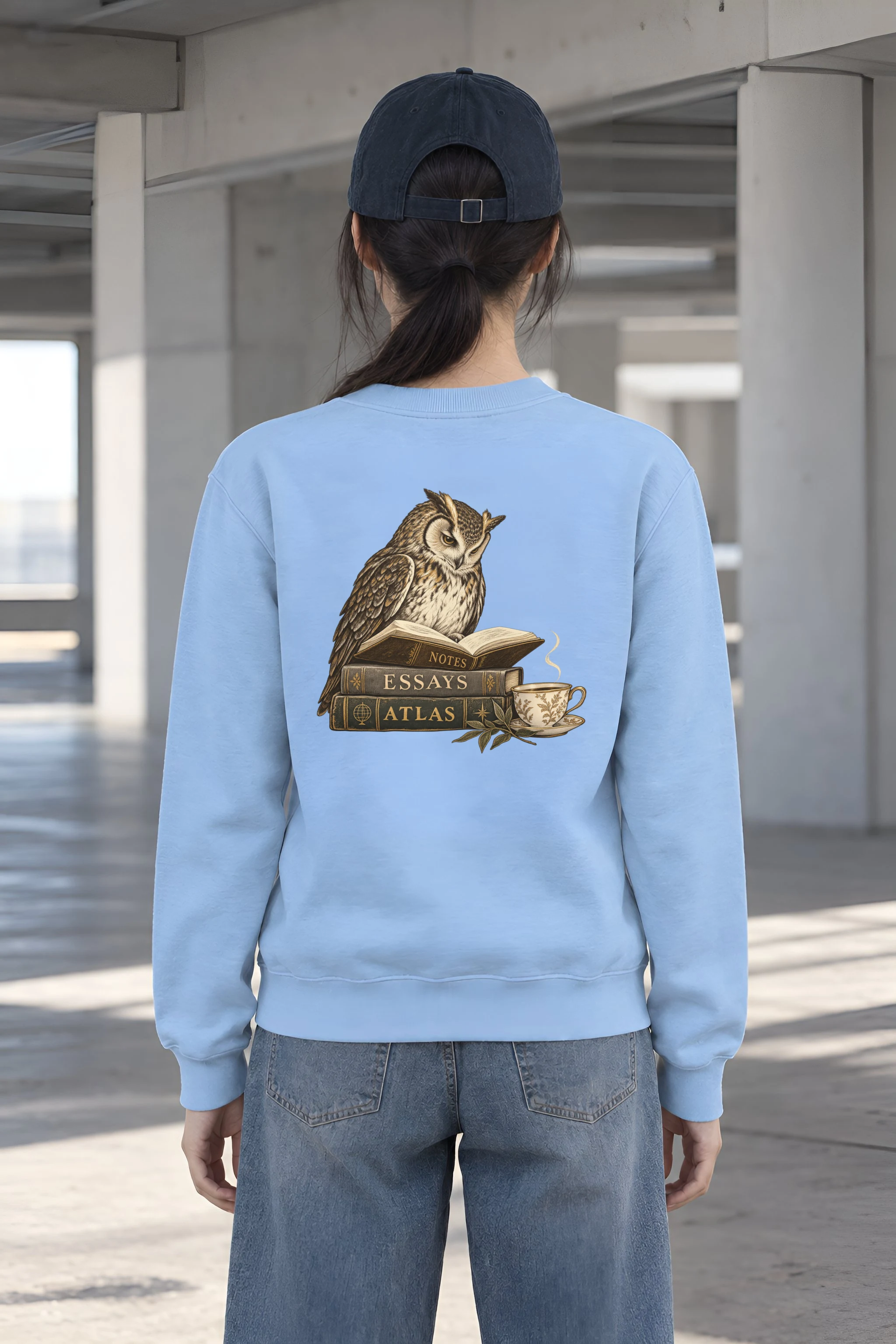 "The Owl’s Reading Hour" Heavy Blend Unisex Crewneck Sweatshirt