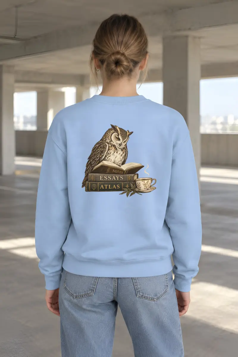 "The Owl’s Reading Hour" Heavy Blend Unisex Crewneck Sweatshirt