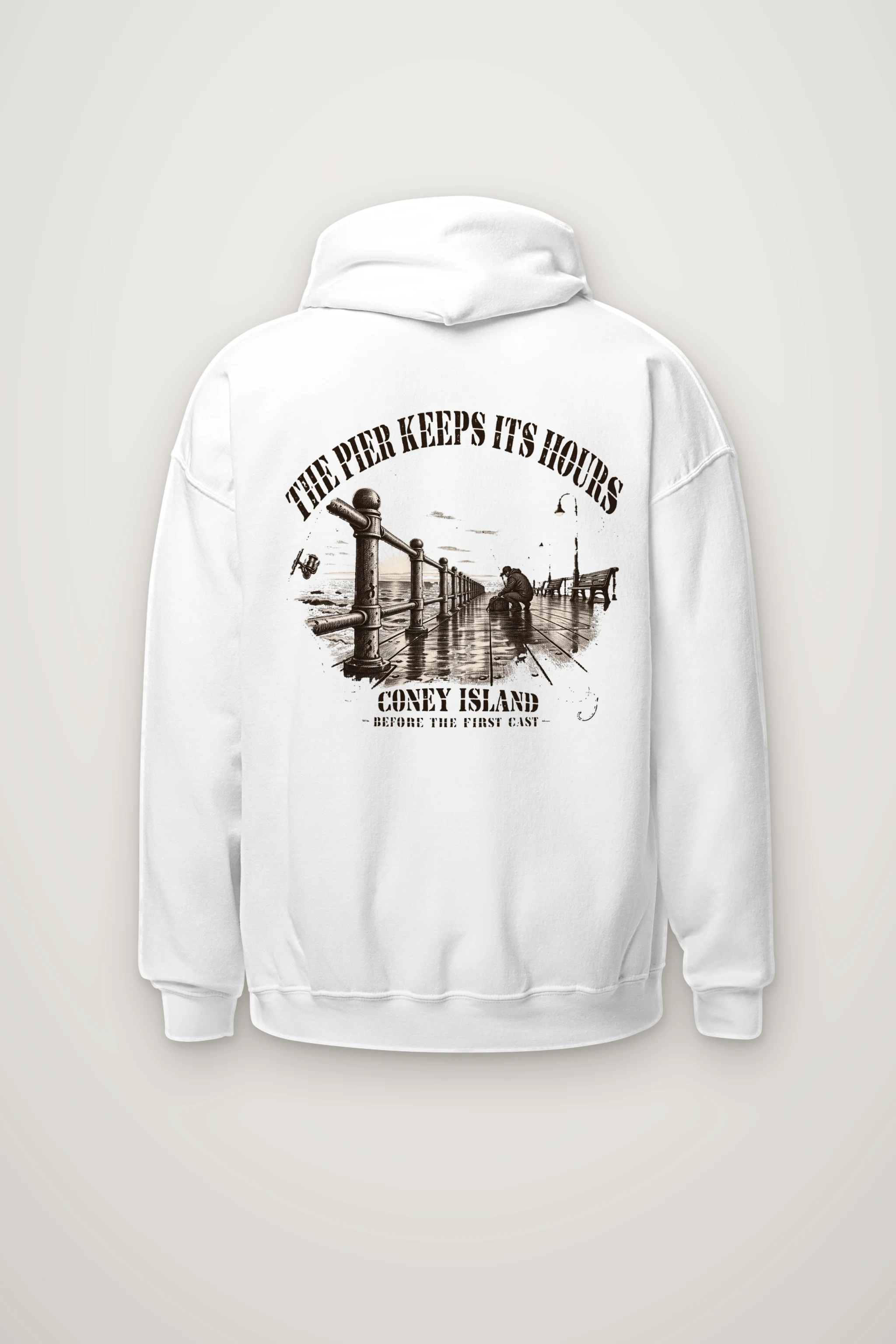 "The Pier Keeps Its Hours" Heavy Blend Unisex Pullover Hoodie