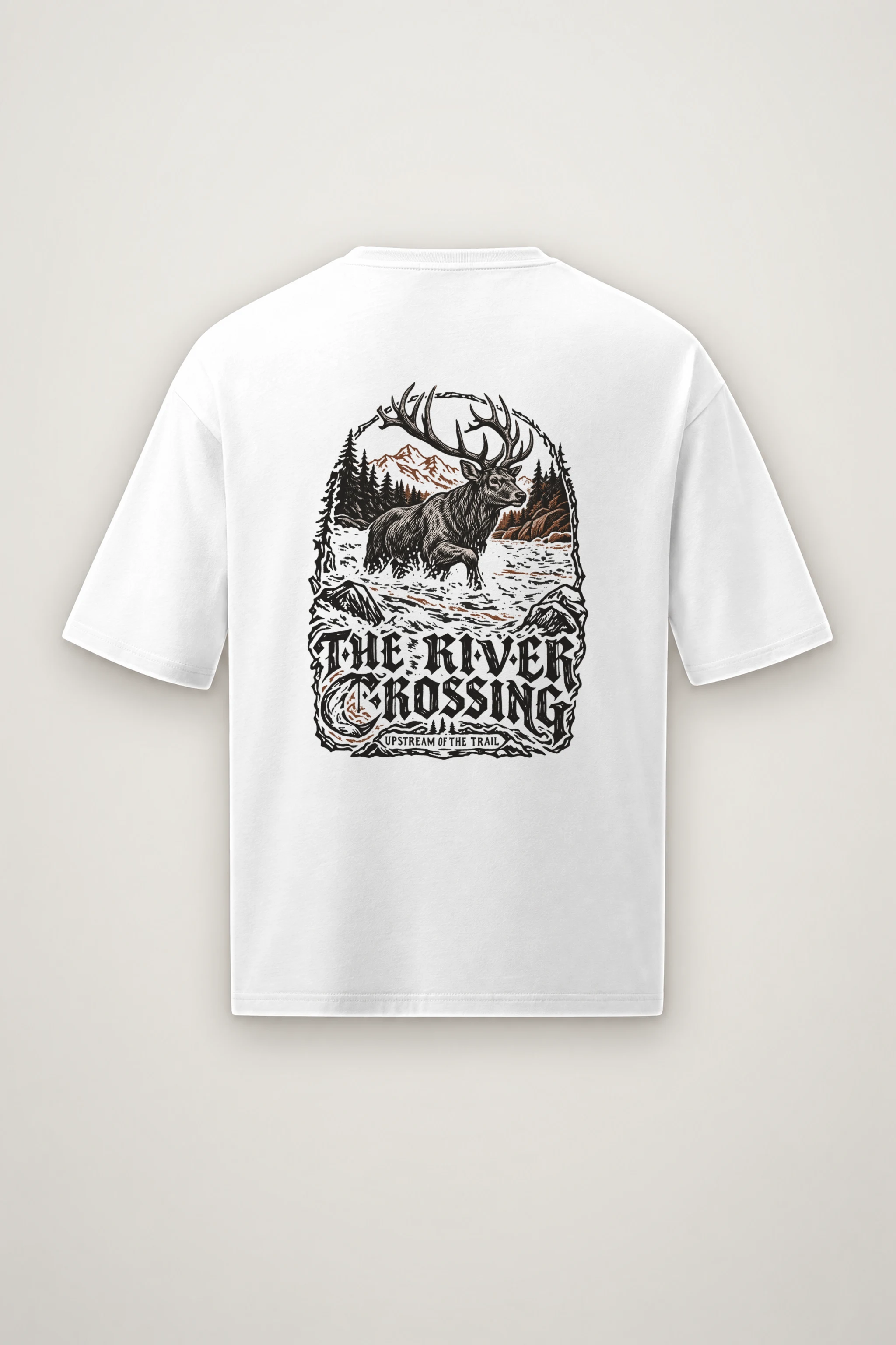 "The River Crossing" Men's Oversized Heavyweight Crewneck T-Shirt