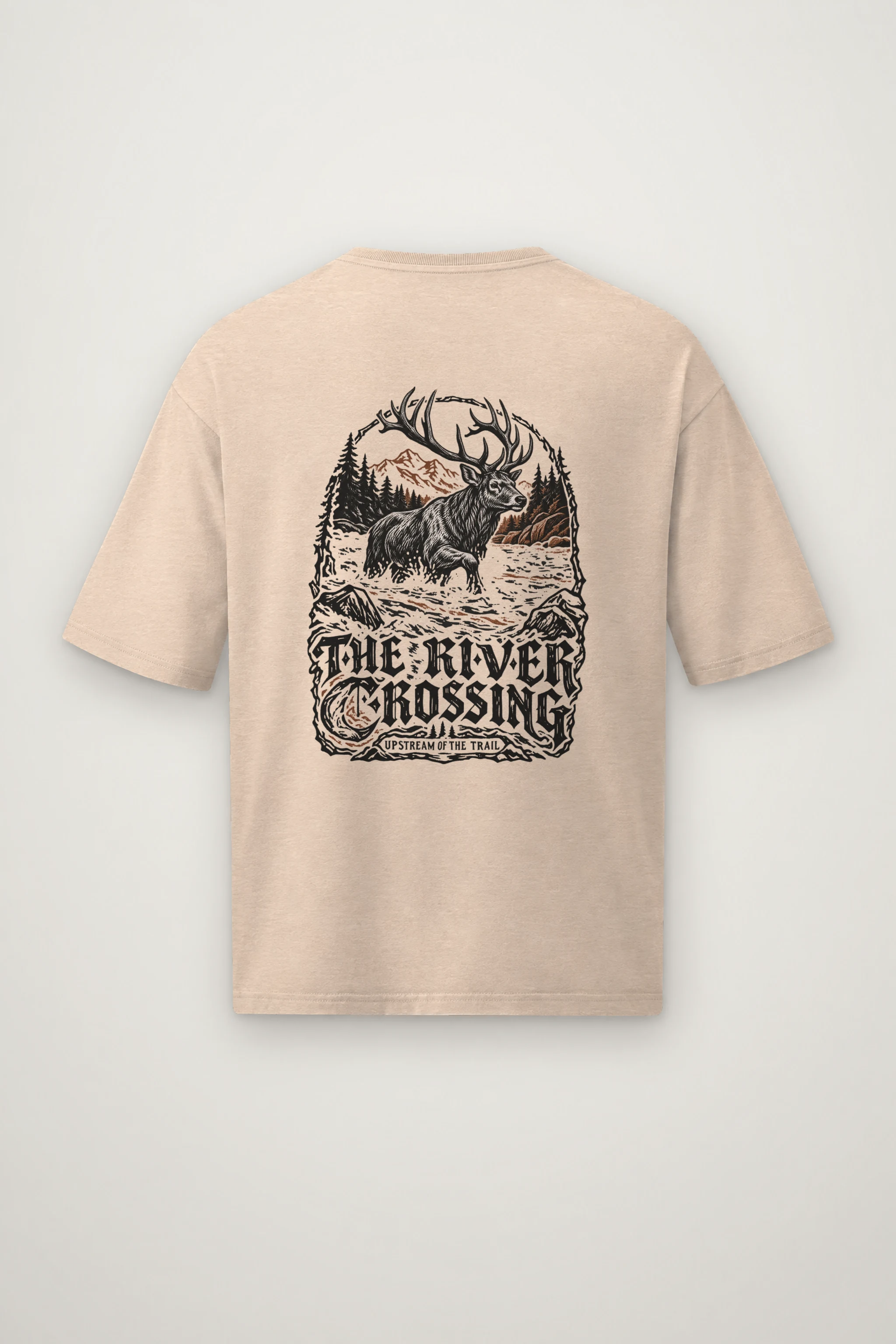 "The River Crossing" Men's Oversized Heavyweight Crewneck T-Shirt