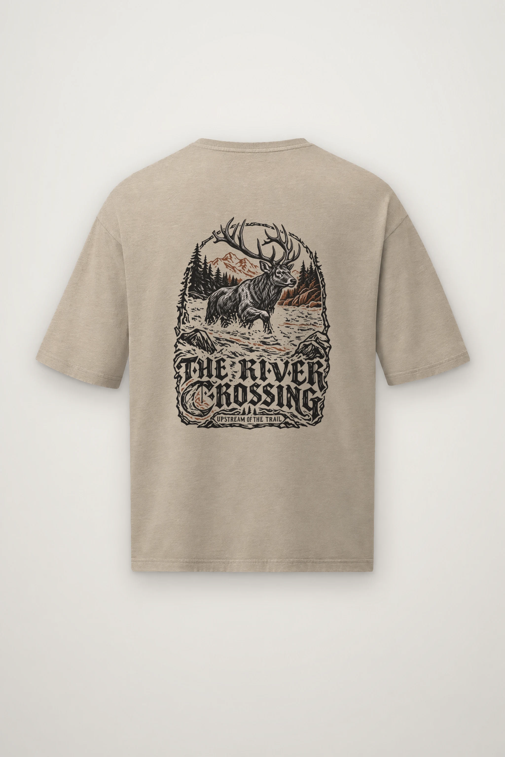 "The River Crossing" Men's Oversized Heavyweight Crewneck T-Shirt