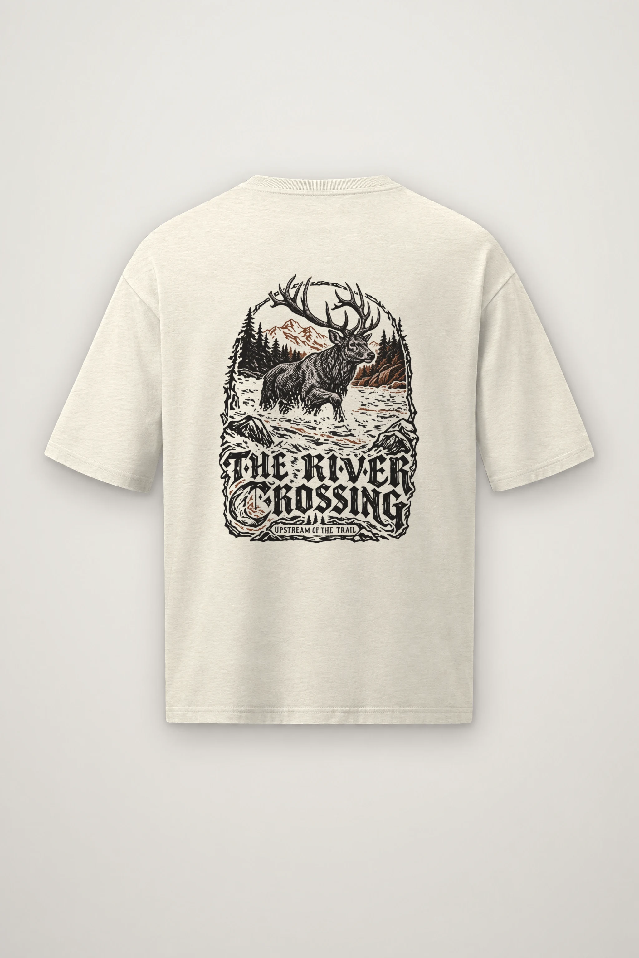 "The River Crossing" Men's Oversized Heavyweight Crewneck T-Shirt
