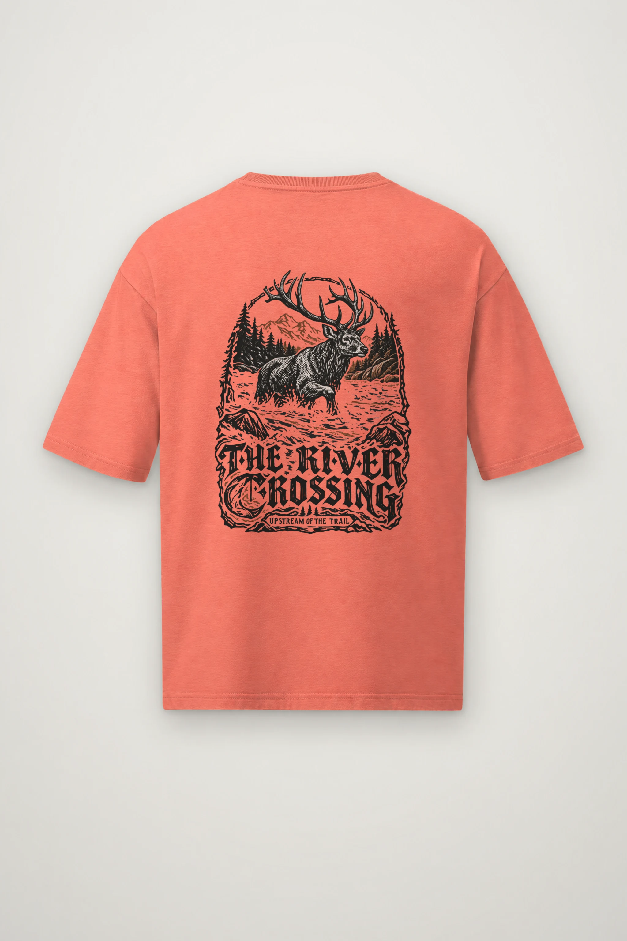 "The River Crossing" Men's Oversized Heavyweight Crewneck T-Shirt