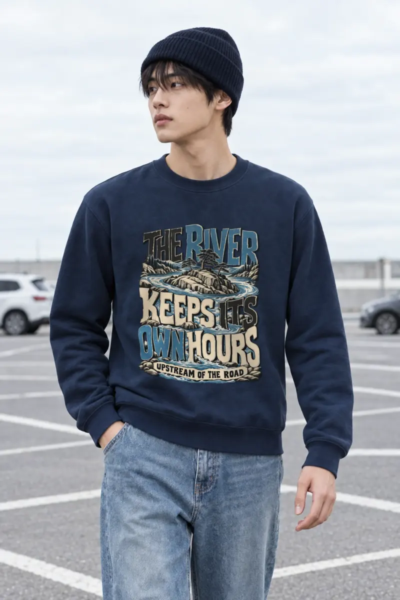 "The River Keeps Its Own Hours" Heavy Blend Unisex Crewneck Sweatshirt