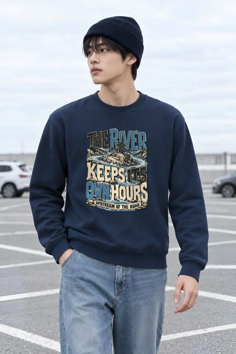 "The River Keeps Its Own Hours" Heavy Blend Unisex Crewneck Sweatshirt