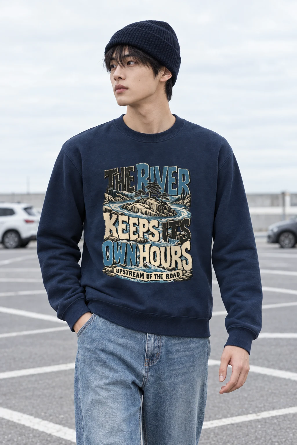 "The River Keeps Its Own Hours" Heavy Blend Unisex Crewneck Sweatshirt