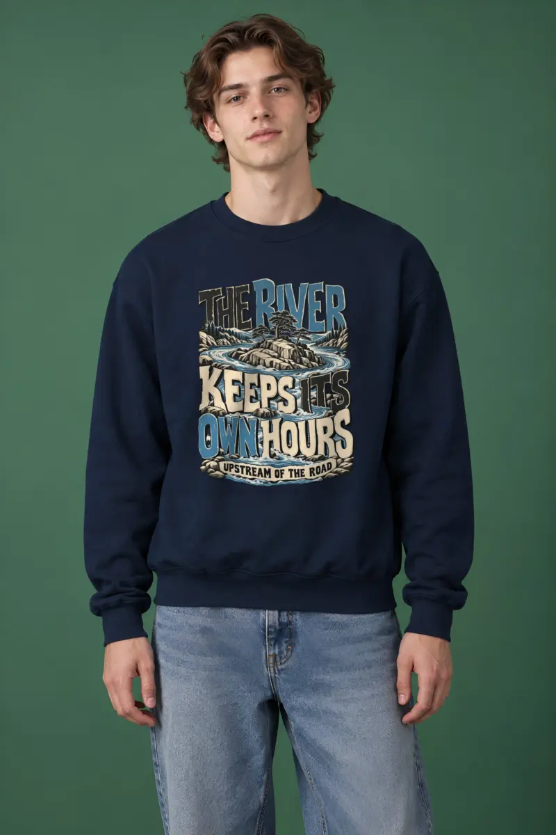"The River Keeps Its Own Hours" Heavy Blend Unisex Crewneck Sweatshirt
