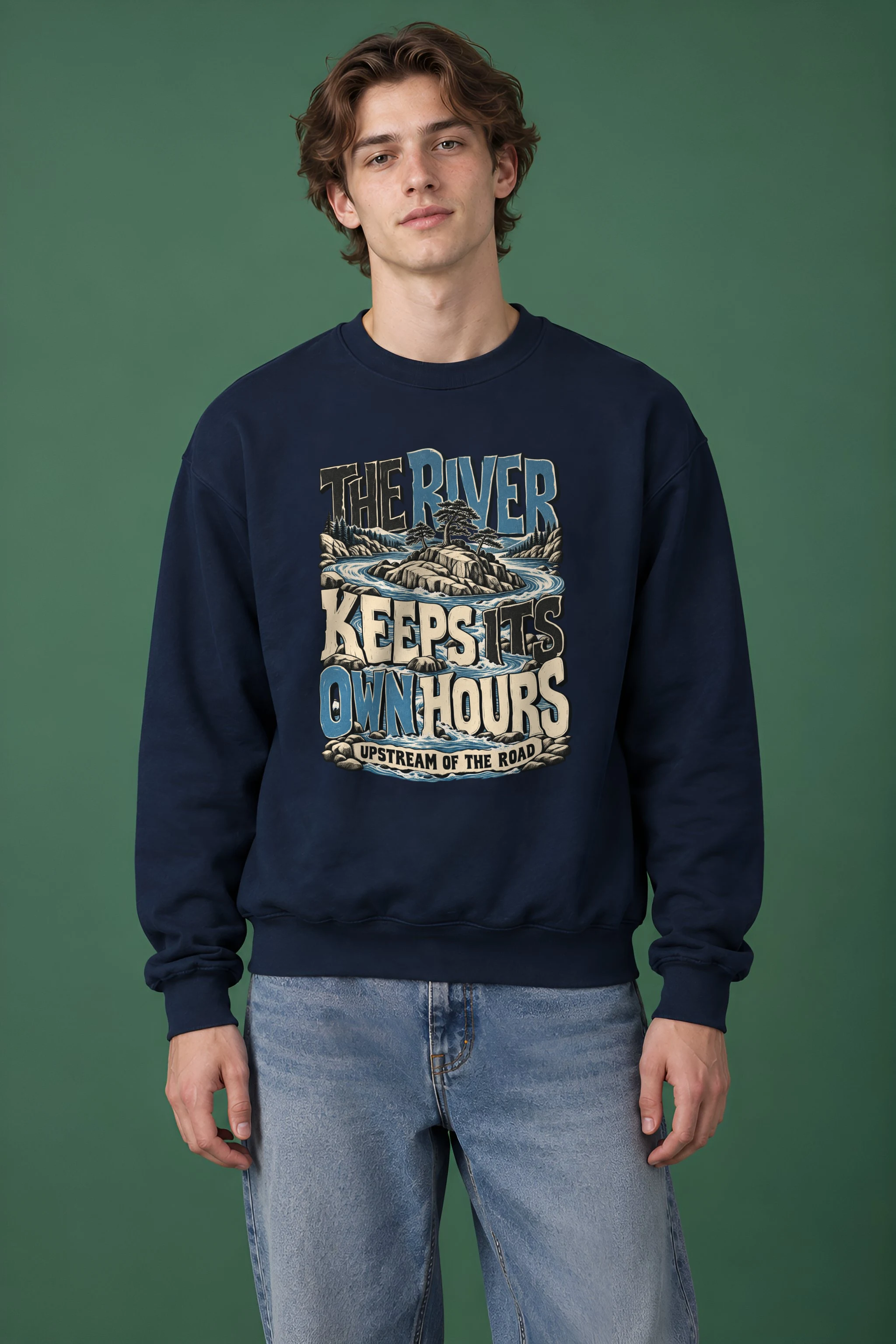 "The River Keeps Its Own Hours" Heavy Blend Unisex Crewneck Sweatshirt