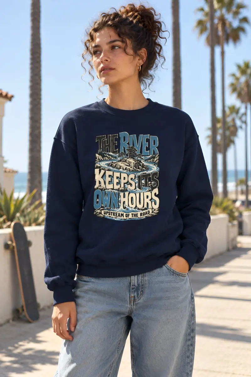"The River Keeps Its Own Hours" Heavy Blend Unisex Crewneck Sweatshirt