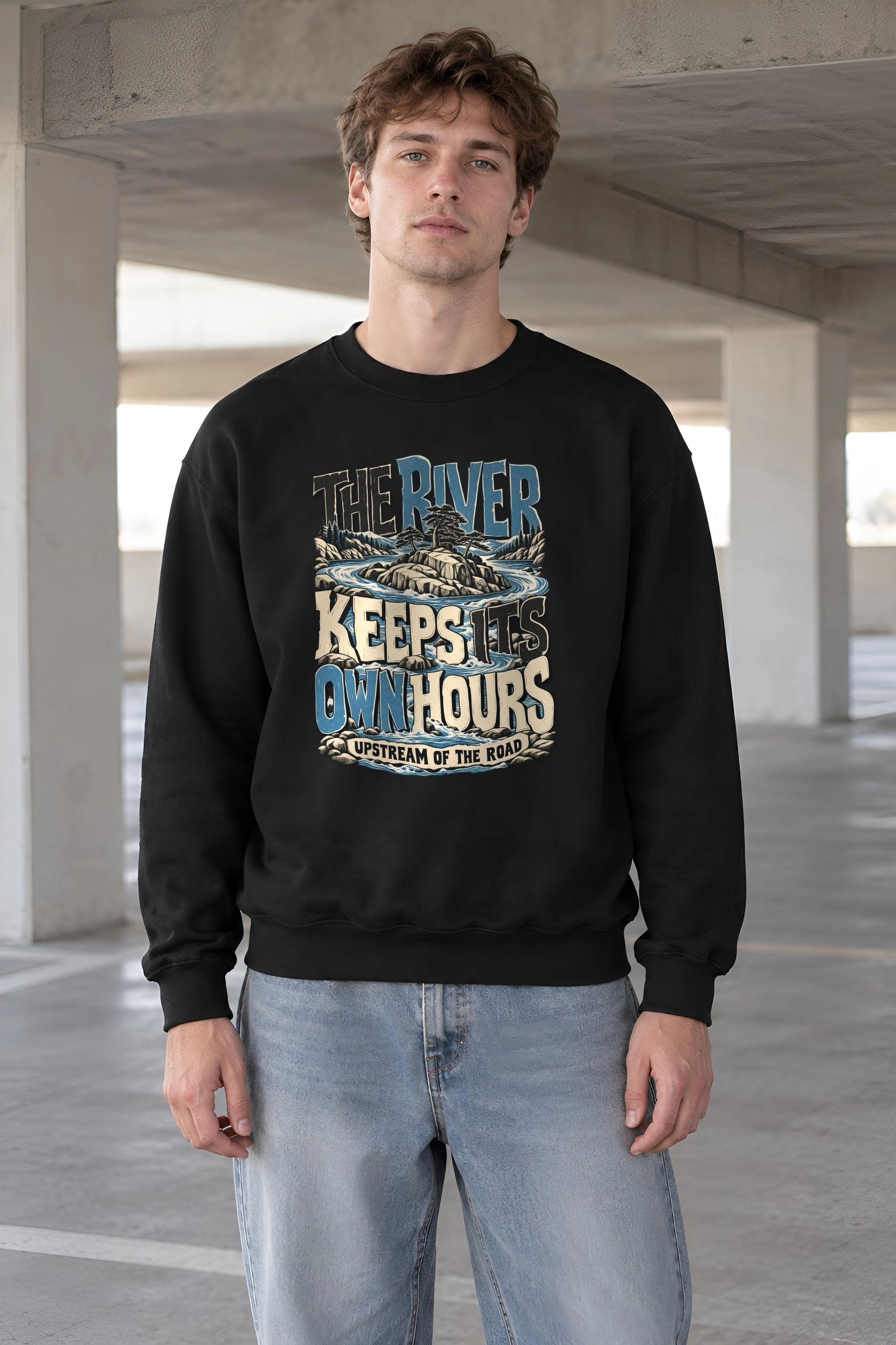 "The River Keeps Its Own Hours" Heavy Blend Unisex Crewneck Sweatshirt