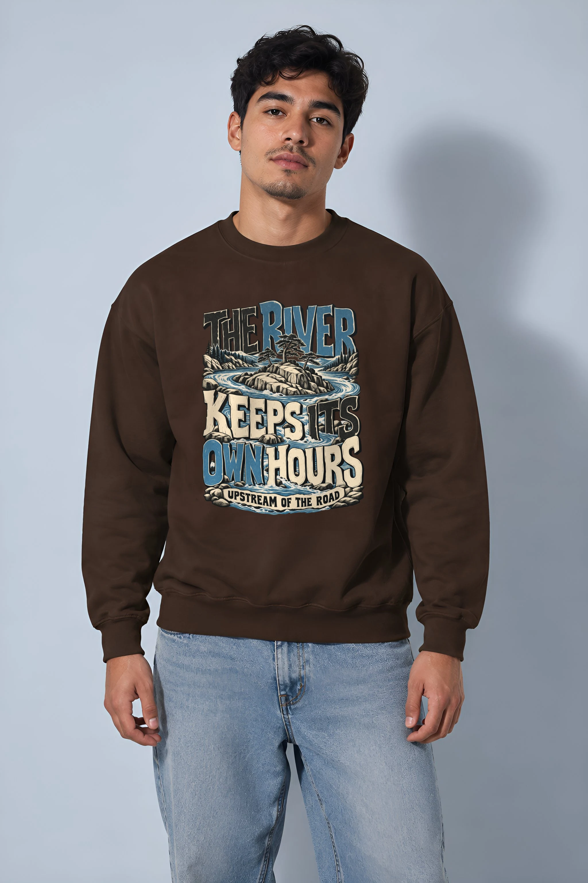 "The River Keeps Its Own Hours" Heavy Blend Unisex Crewneck Sweatshirt
