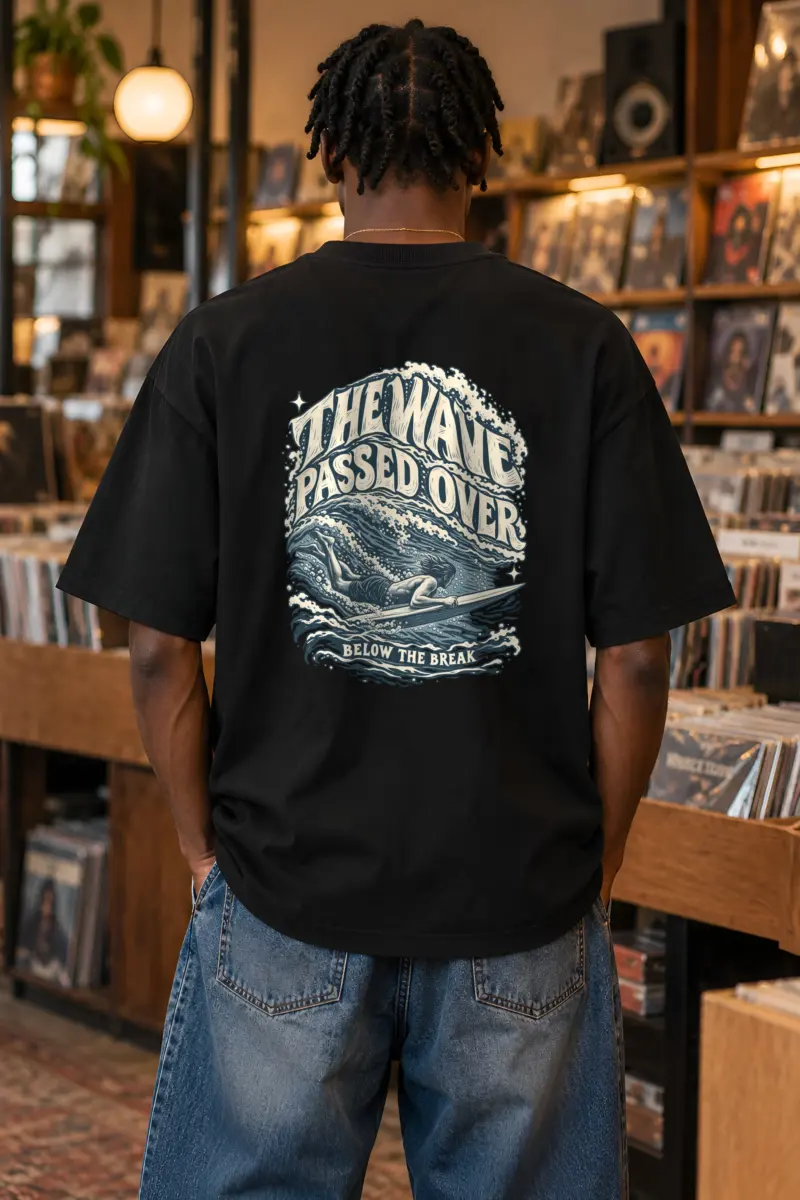 "THE WAVE PASSED OVER BELOW THE BREAK" Unisex Oversized Heavyweight Crewneck T-Shirt