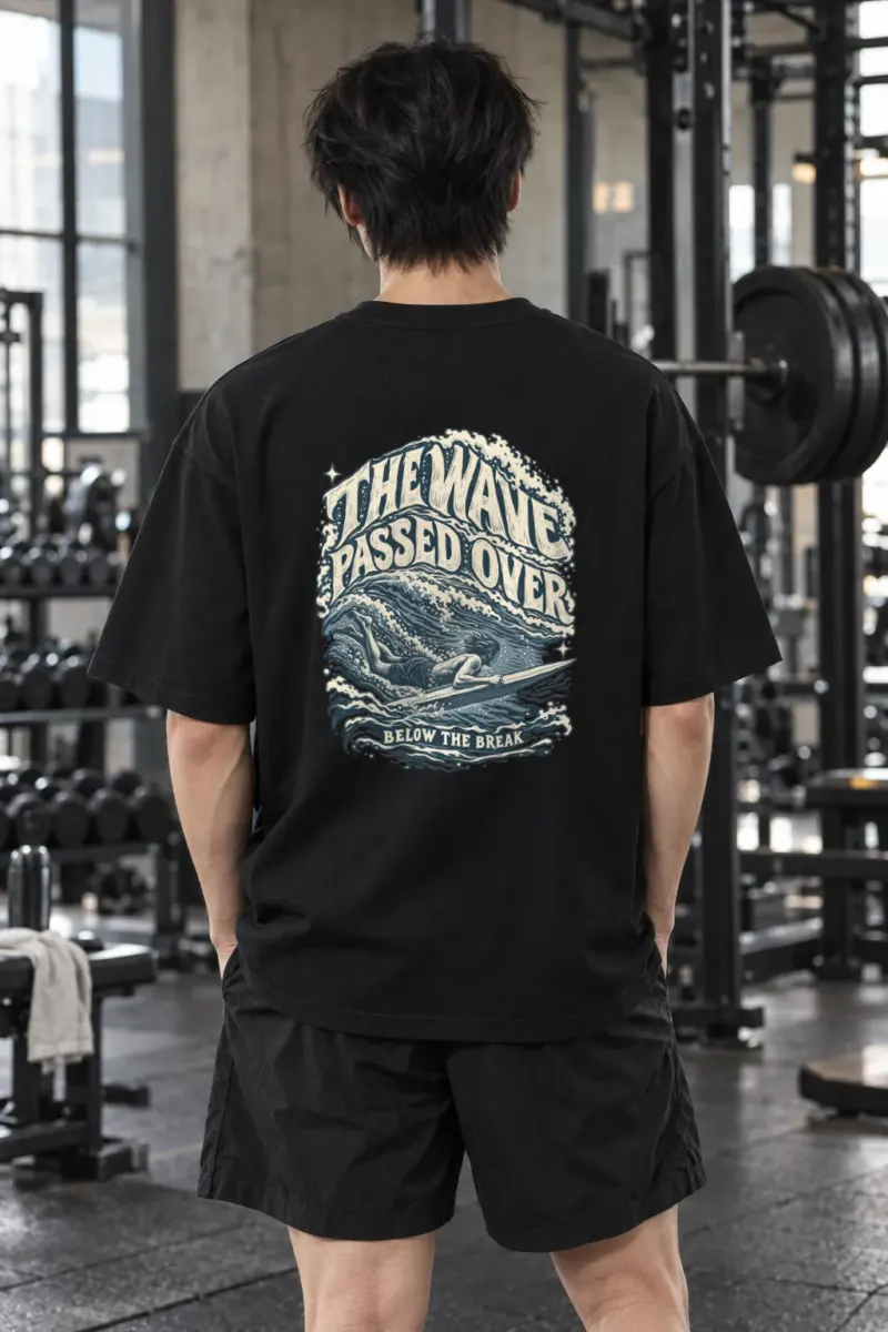“THE WAVE PASSED OVER BELOW THE BREAK” Men’s Oversized Heavyweight Crewneck T-Shirt