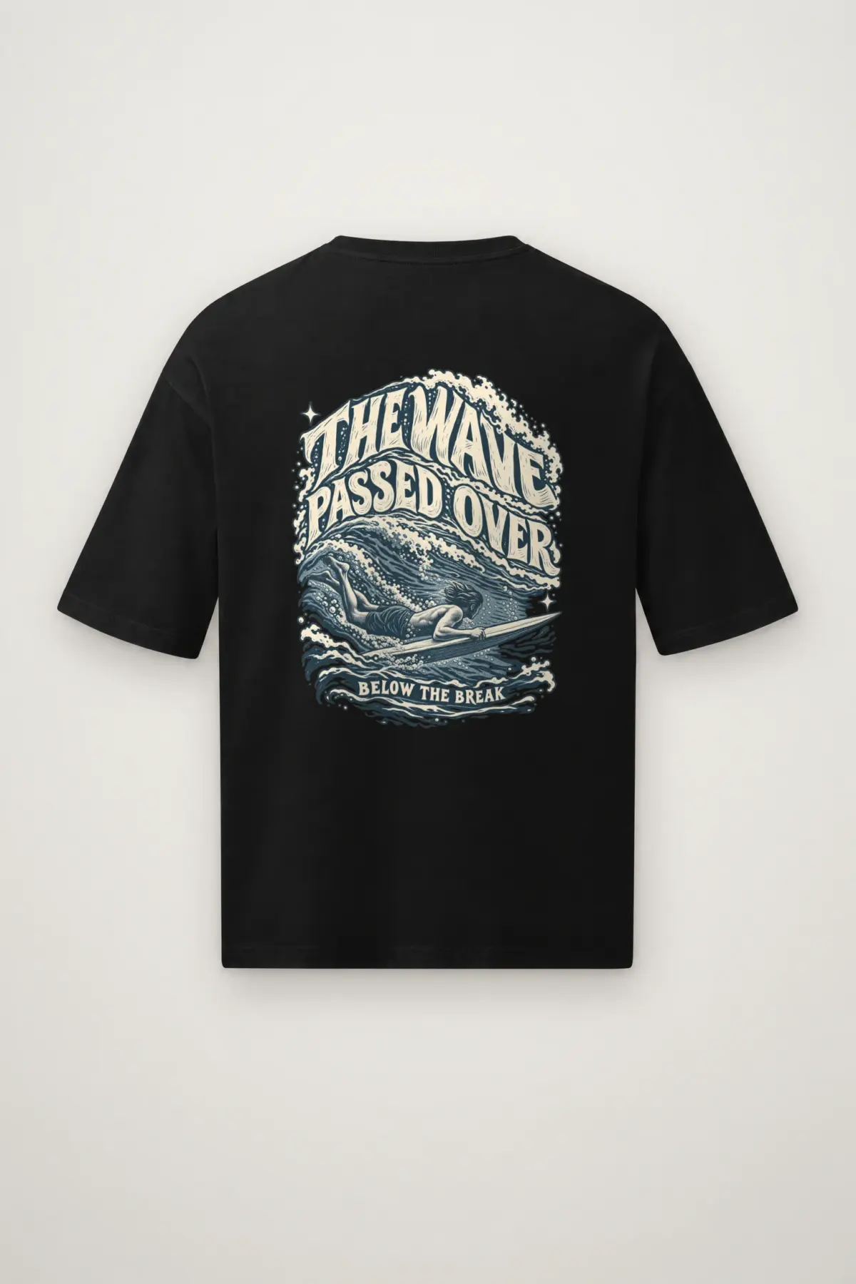 "THE WAVE PASSED OVER BELOW THE BREAK" Men's Oversized Heavyweight Crewneck T-Shirt
