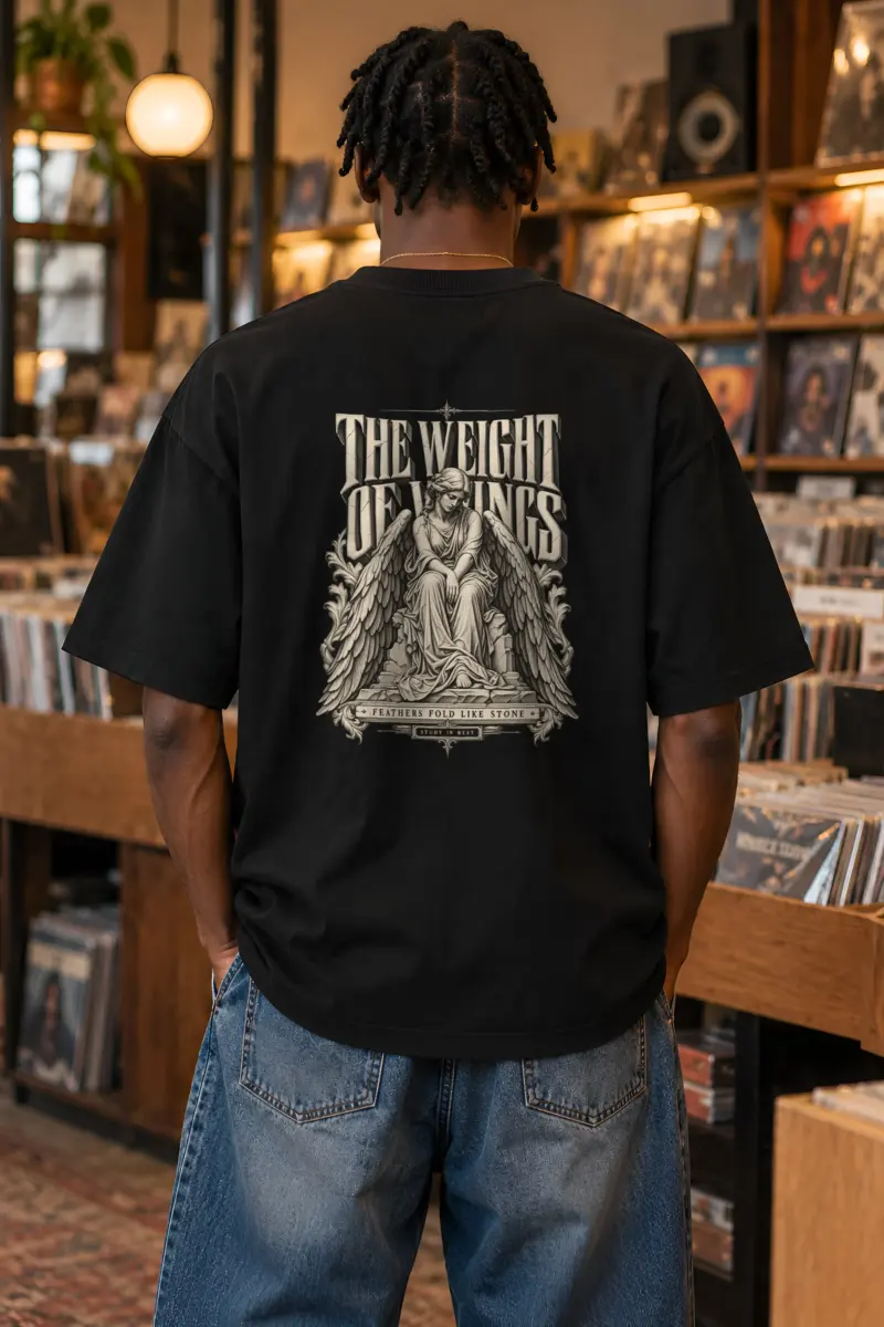 "The Weight of Wings" Unisex Oversized Heavyweight Crewneck T-Shirt